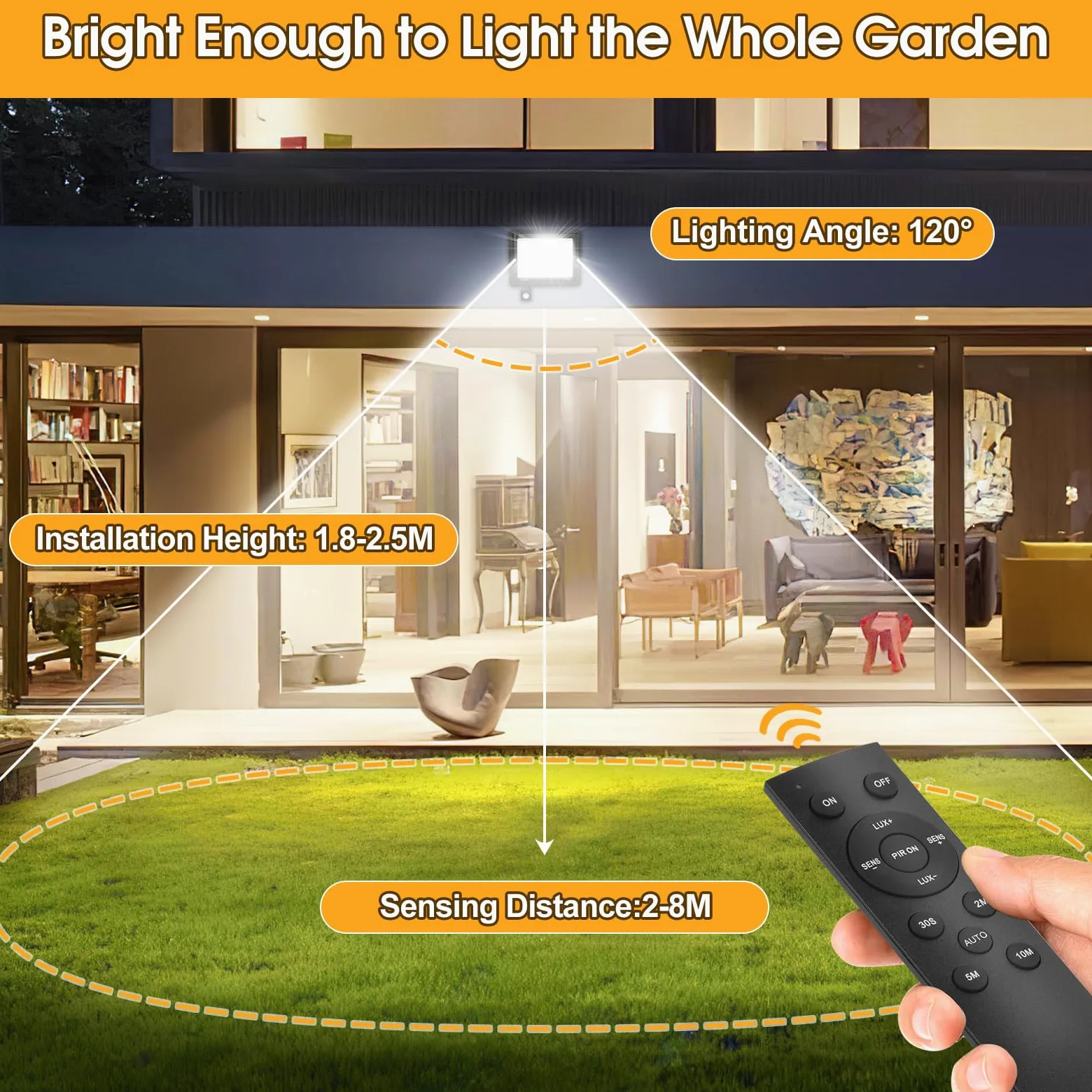 Czujnik ruchu na zewnątrz - 30 W Pir LED Floodlight Zewnętrzne światło Ręce zasilane - Zewnętrzne oświetlenie powodziowe i punktowe Wodoodporne oświetlenie zewnętrzne Spotlight Garden Garaż Wykrywacz