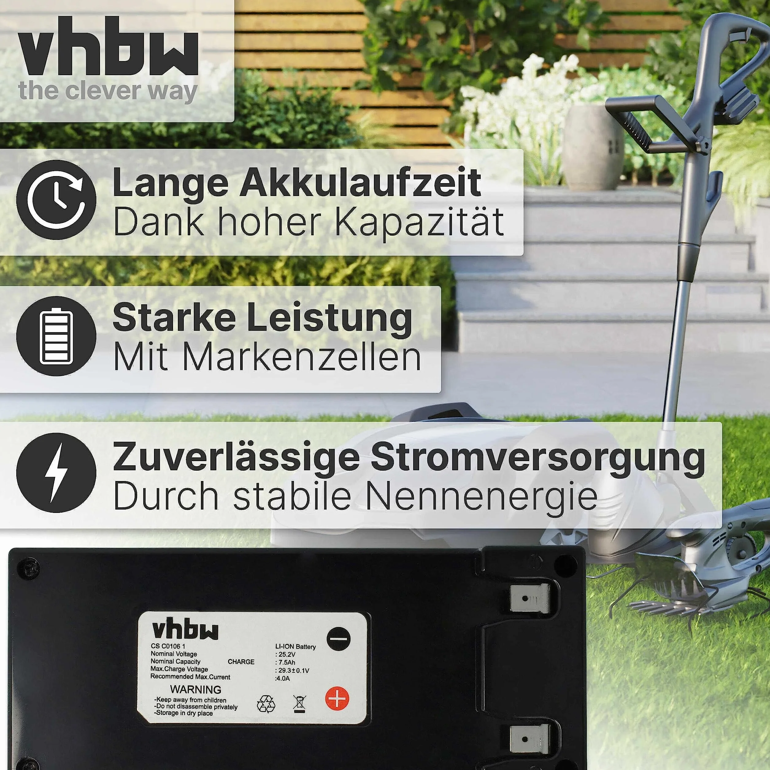 vhbw Akumulator kompatybilny z Stiga Autoclip 550SG 7,5 Ah 25,2 V litowo-jonowy