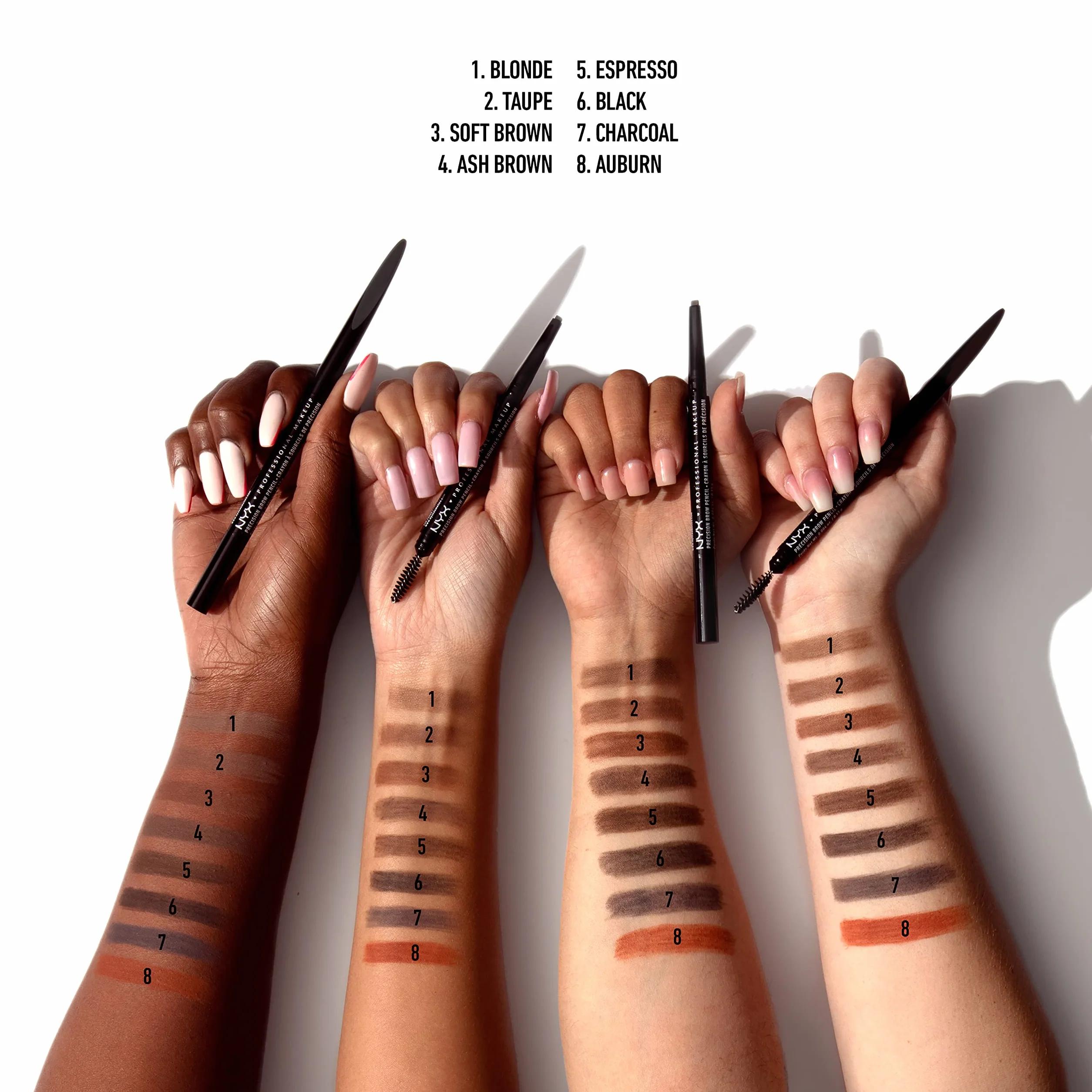 NYX Professional Makeup Precision Brow Pencil dwustronny ołówek do stylizacji brwi z płaską, precyzyjną końcówką, 07 Charcoal, 0,13 g