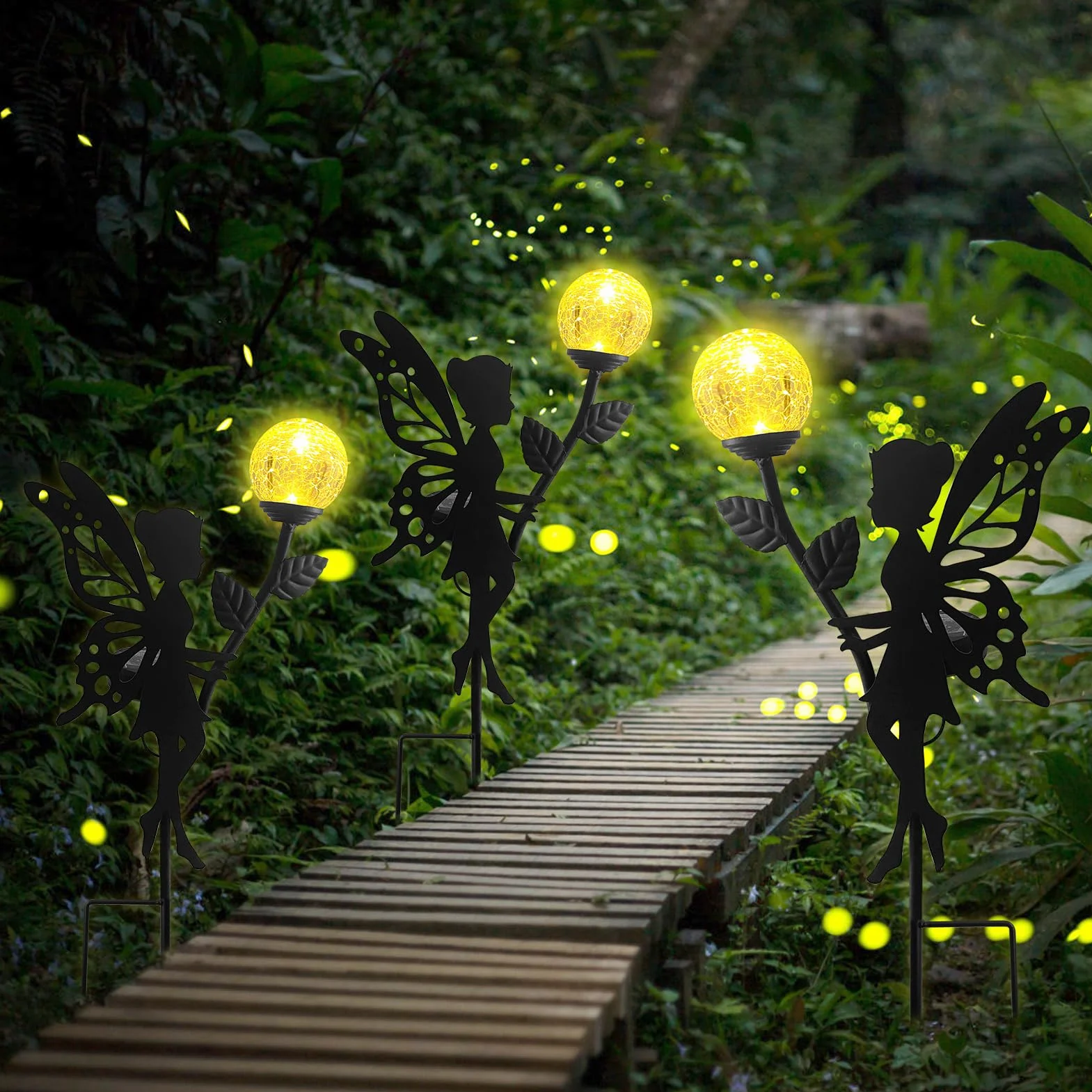 Zestaw 2 zewnętrznych lamp solarnych do ogrodu, do użytku na zewnątrz, wodoszczelne lampy ogrodowe, wróżka LED, szklana kula dekoracyjna trawnik