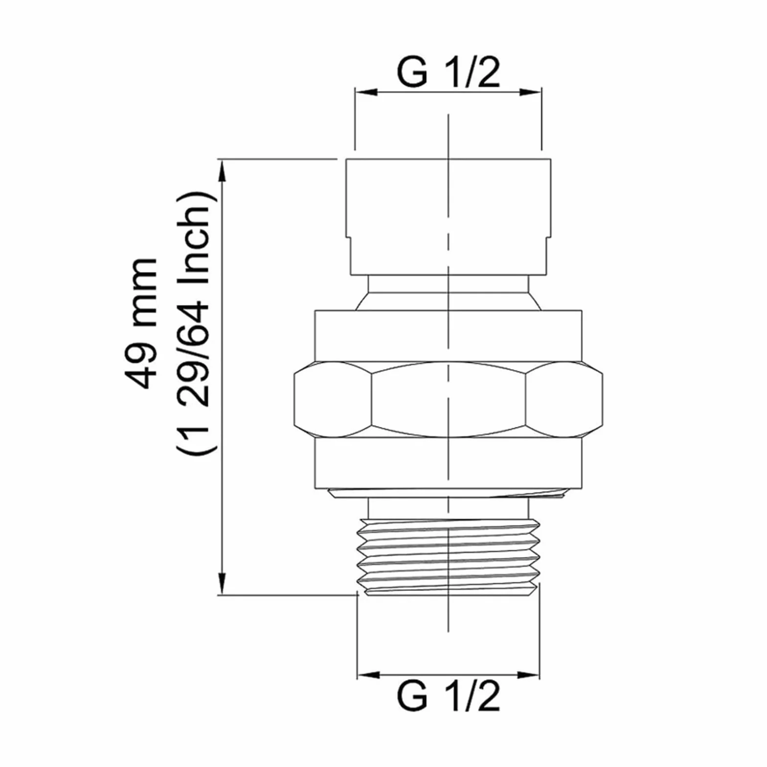 Adaptery do przyłączy rurowych G1/2 Długość 49mm/1.93inch Złącze prysznicowe Złącze kulowe Sprzęt Regulowany kąt Obrotowy adapter Głowica prysznicowa Przepływ wody Złącze kulowe Akcesoria łazienkowe N