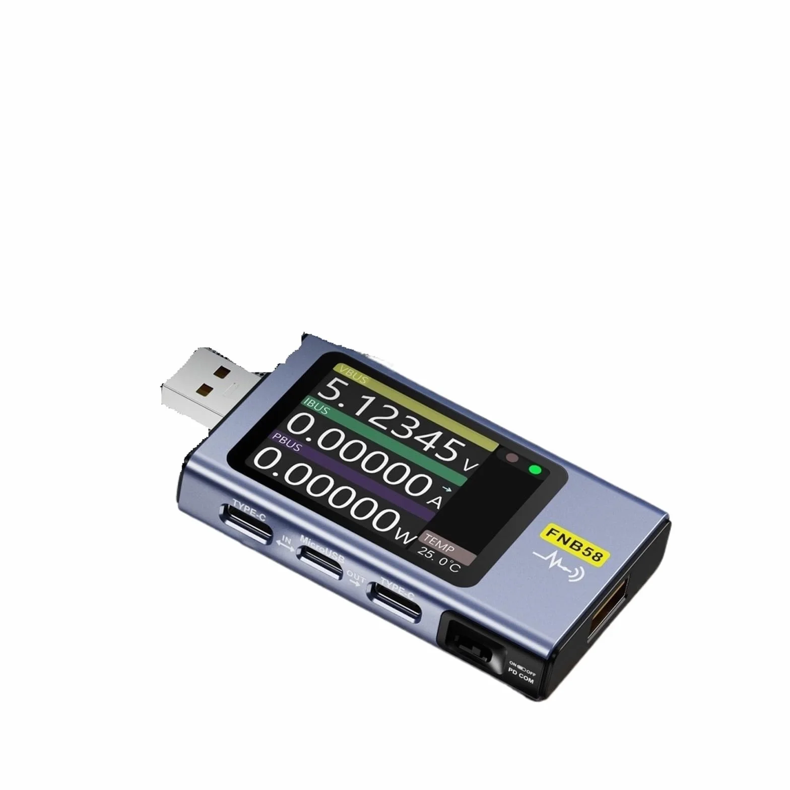 Multimetr, FNB58 Woltomierz cyfrowy Amperomierz Woltomierz prądu Tester USB Wskaźnik napięcia Profesjonalne narzędzia dla elektryków(Without Bluetooth)