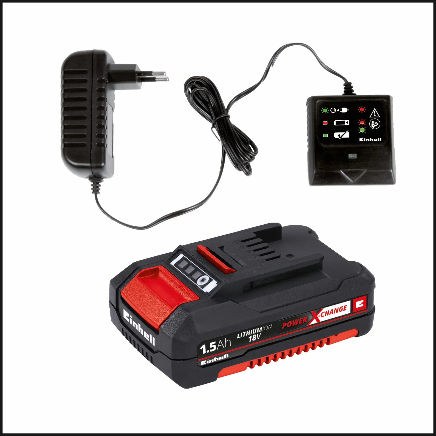 Einhell Podkaszarka akumulatorowa GC-CT 18/24 Li P Kit Power X-Change (Li-ion, 18 V, 8500 obr./min, szerokość cięcia 24 cm, w tym 20 ostrzy z tworzywa sztucznego, akumulator 1,5 Ah i ładowarka)