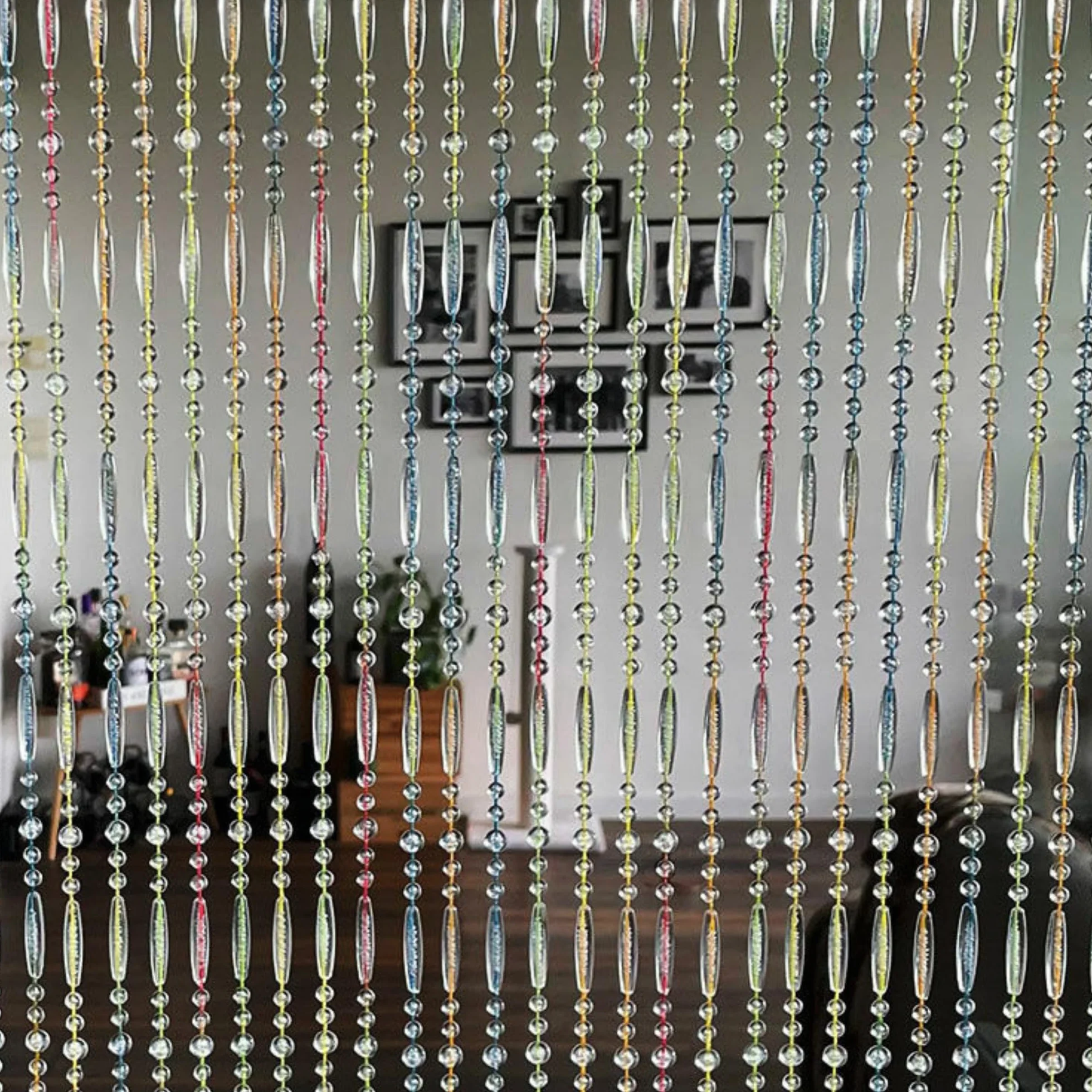 Trente zasłona z koralików, różne rozmiary i kolory, siatka przeciw owadom na drzwi balkonowe, zasłona koralikowa przeciw owadom, moskitiera multikolor 100 × 230 cm