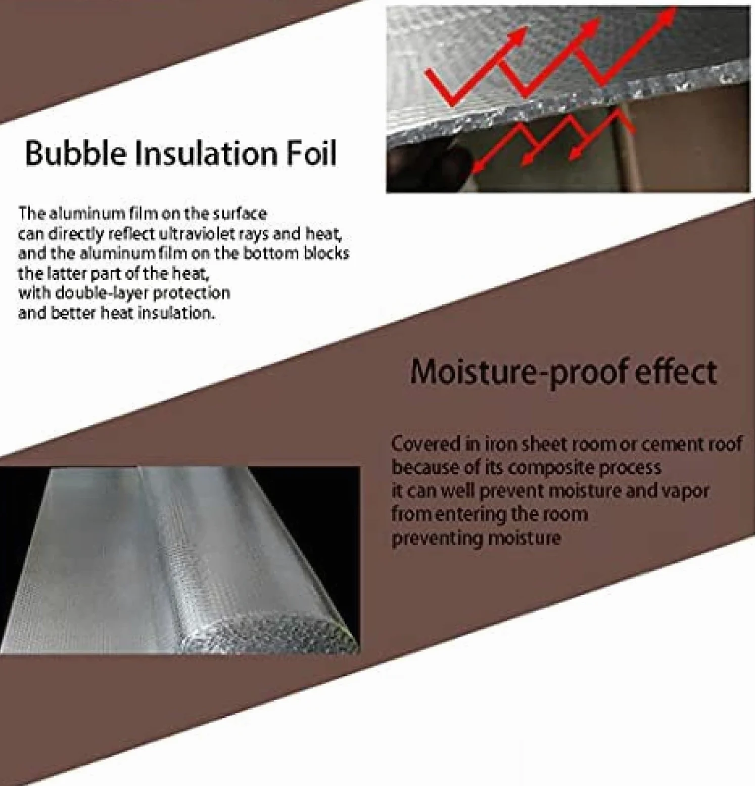 Odbijająca Ciepło Podwójna Warstwa Aluminium Folia Bąbelkowa Rolka Izolacyjna Paroizolacja Loft Wall Boat Loft Caravan Home Ścienna Szopa Różne,1 * 10M