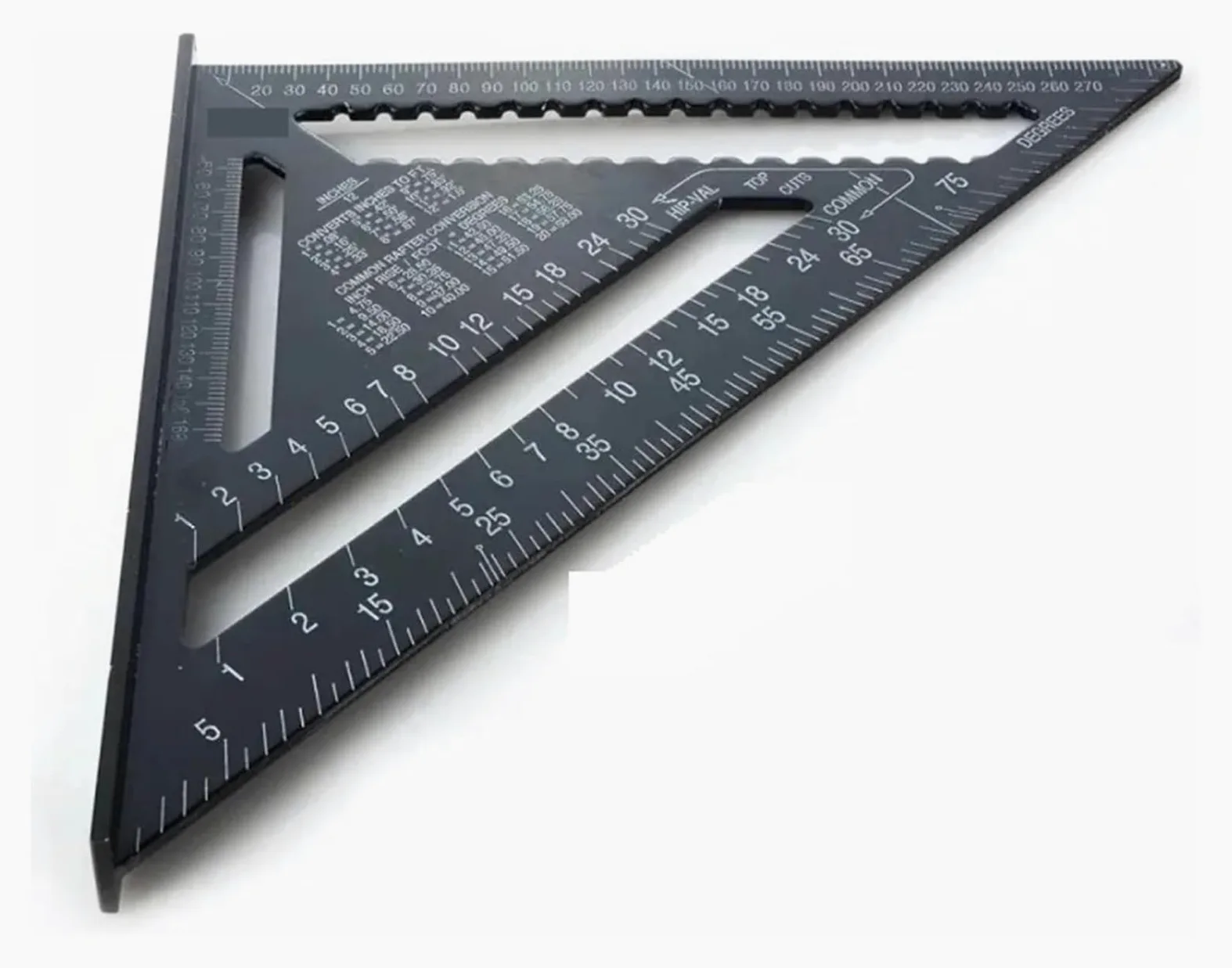 Precyzyjna rządka trójkątna, Rafter Square Carstoler Linijka Aluminiowy metalowy trójkątny kątomierz Czarny 7 i 12 cali(12 Inch Metric)