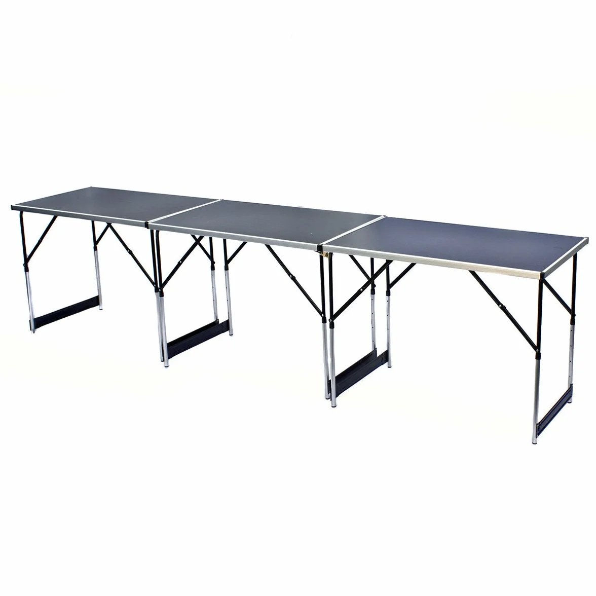 stół wielofunkcyjny kempingowy tapetowy stół rynkowy regulowana wysokość boczny do kempingu w ogrodzie na festiwale rynki i więcej (Czarny: 100 X 60 Cm)