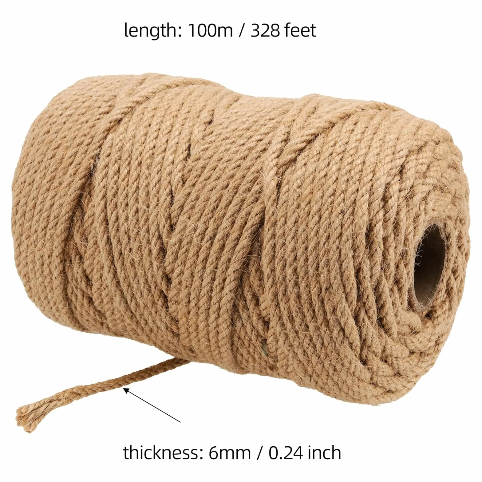 Sznurek jutowy 100 m x 6 mm brązowy do majsterkowania pakowania wiązania dekoracji