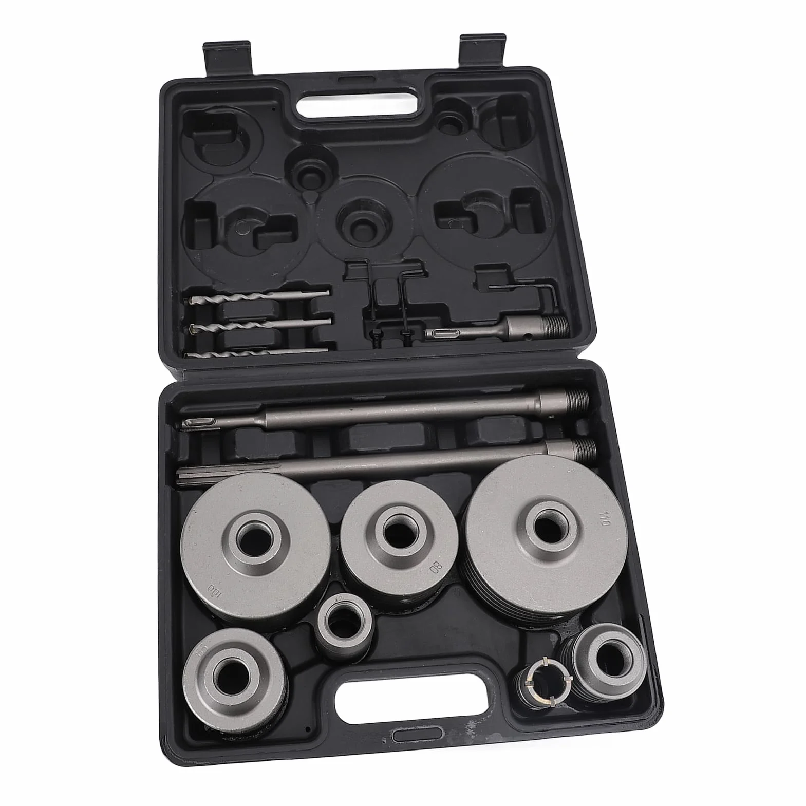 Aramox Zestaw Otwornic ze Stali Wolframowej YG8C Zestaw Otwornic do Betonu 7-częściowy Chwyt SDS Plus o średnicy 30 Mm do 110 Mm o Głębokości 50 Wiercenia w Cegłach Cementowych dla Murarzy