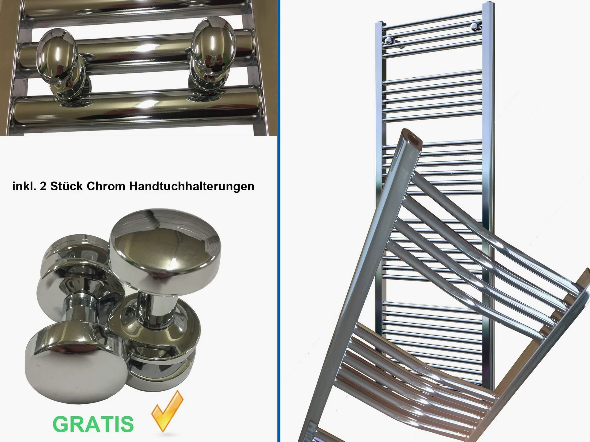 Grzejnik łazienkowy LIDYA chrom 800 x 700 mm. Zakrzywione standardowe przyłącze suszarki do rąk