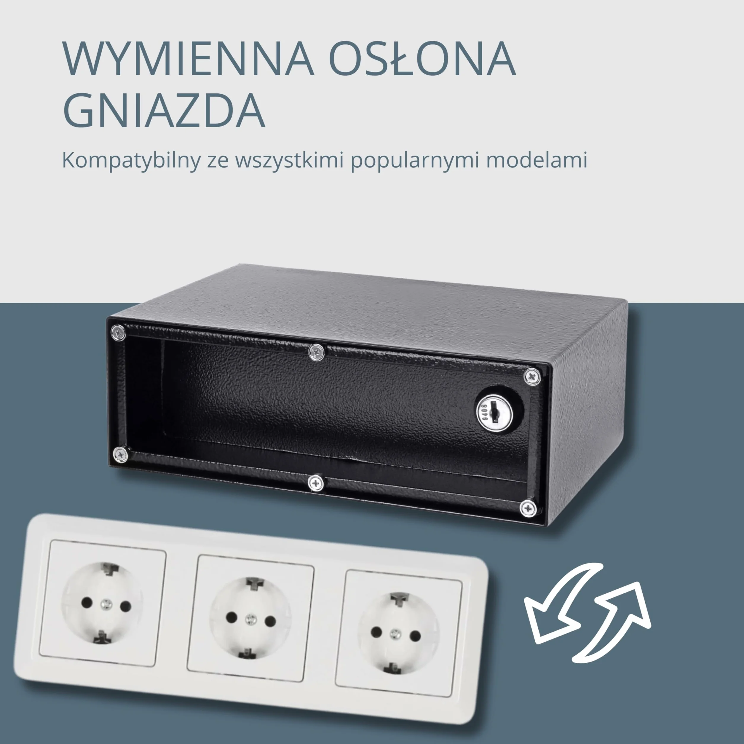 Sejf z gniazdami wtykowymi, z atrapą 3 gniazd, magnetyczna osłona i specjalny zamek, sejf ścienny do niewidocznego przechowywania, tajna kieszeń na pieniądze, zegarki i biżuterię (biały)