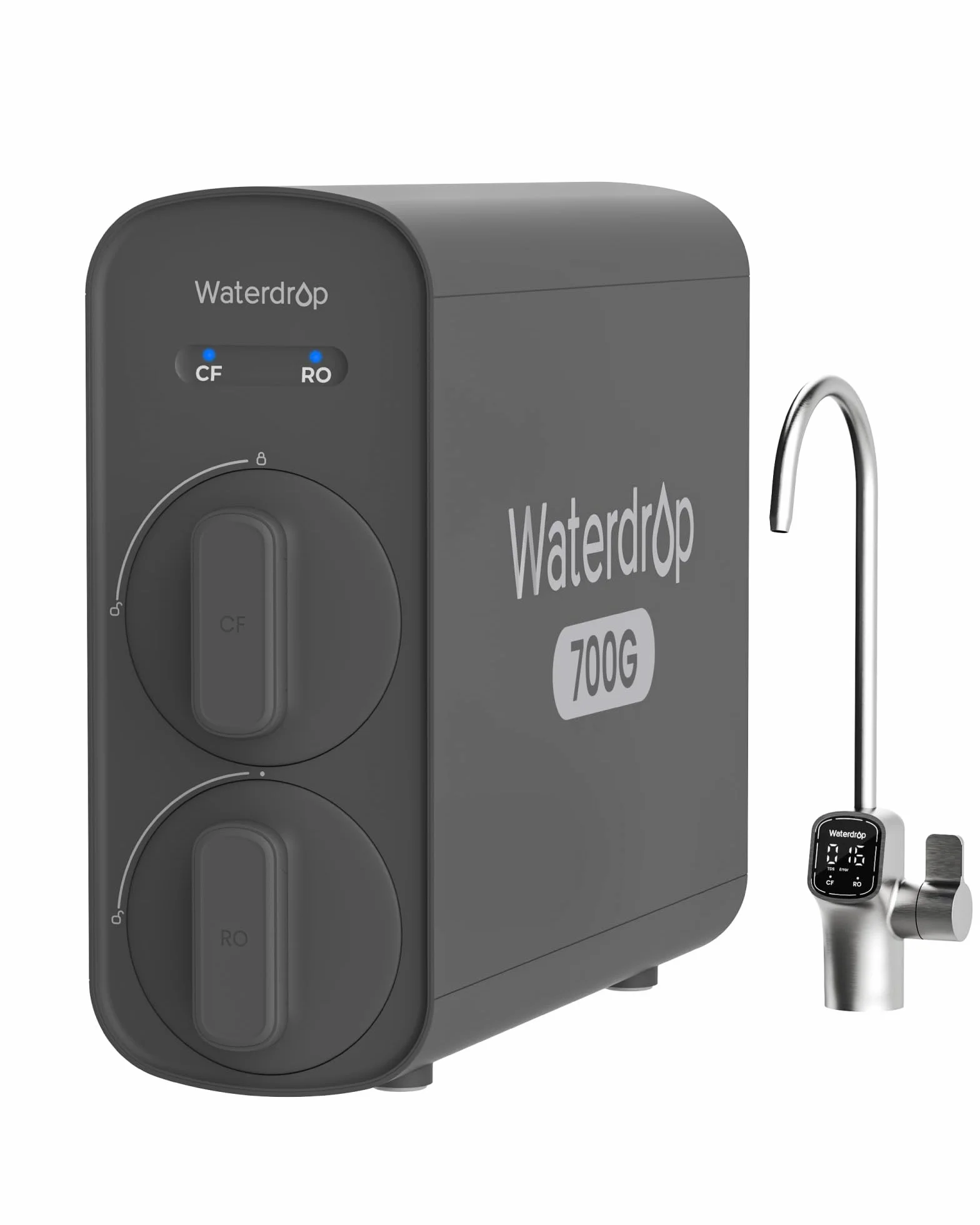 Waterdrop G5P700 Filtr wody odwróconej osmozy, certyfikat NSF/ANSI 372, system odwróconej osmozy 700G, 7-stopniowy system filtracji wody RO, czysty do spustu, inteligentny kran LED, bez BPA