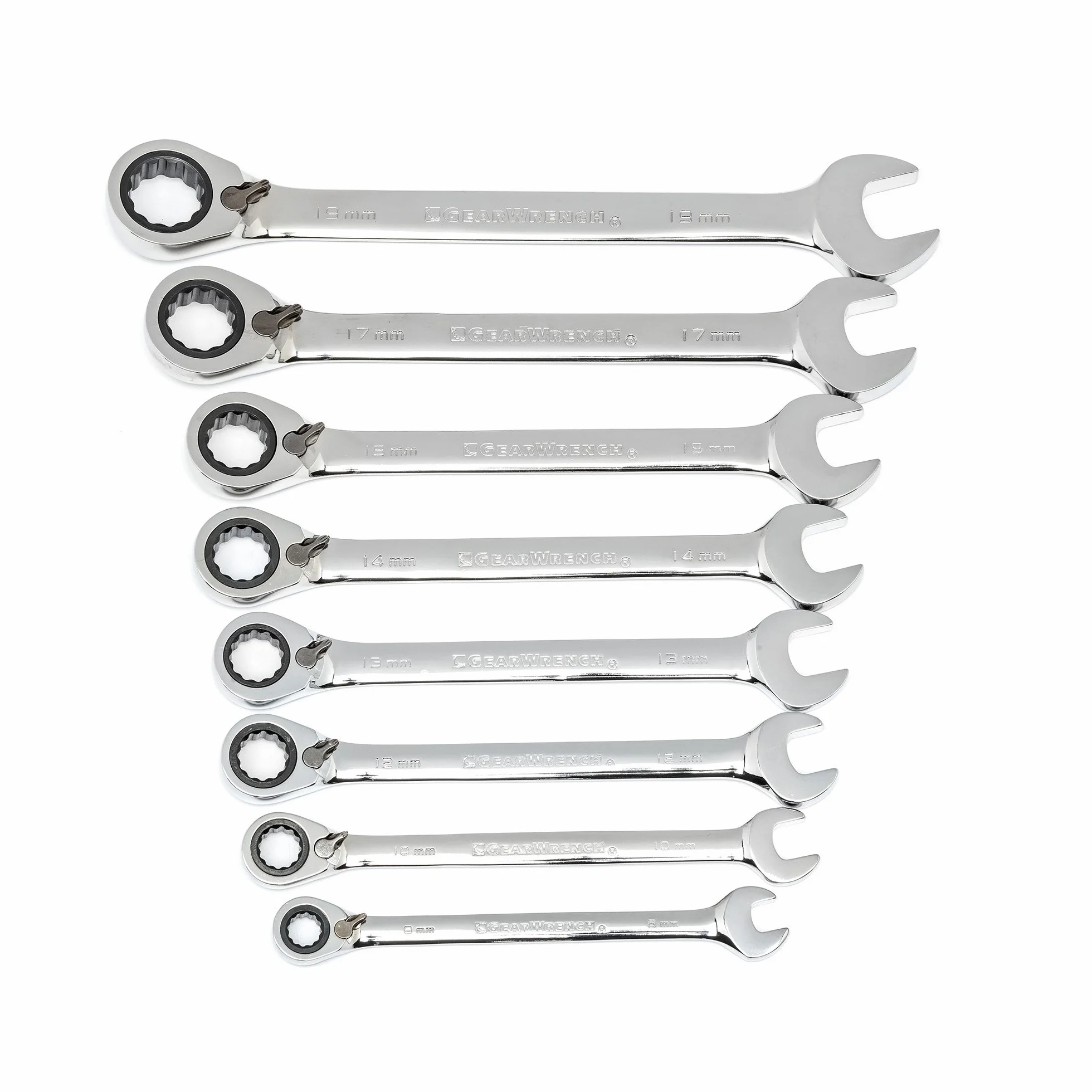 GearWrench 8 szt. 12-częściowy zestaw kluczy płasko-oczkowych z grzechotką, metryczne - 9543