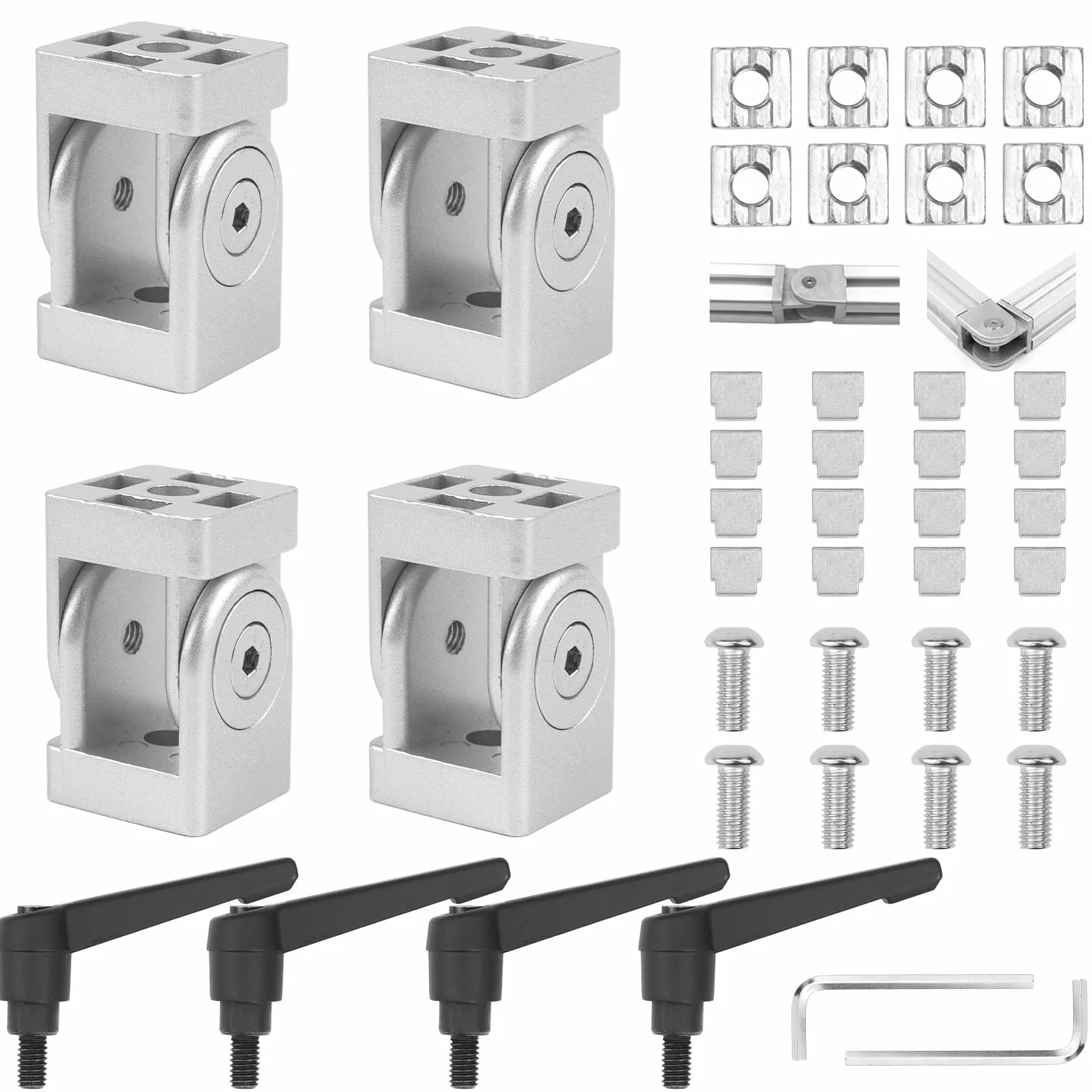 Łącznik kątowy, regulowany profil aluminiowy 3030, 8 mm, szczelinowy, złącze przegubowe z dźwignią zaciskową, elastyczny zawias do drukarki 3D, profil aluminiowy wytłaczany zgodnie z europejskim
