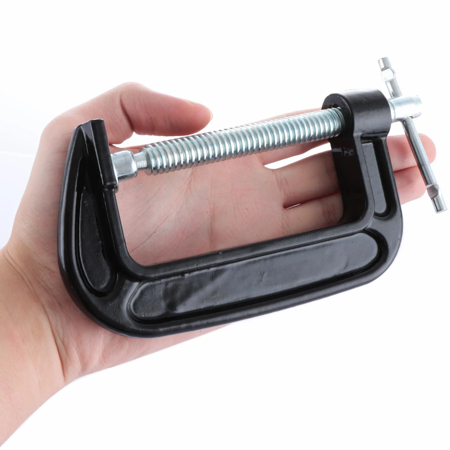 ASelected Zacisk G, 105 mm, wytrzymałe zaciski śrubowe G, wytrzymałość przemysłowa, zestaw zacisków C, do obróbki drewna, spawania, budynków, napraw samochodów, otwór szczękowy, 4 szt., czarny