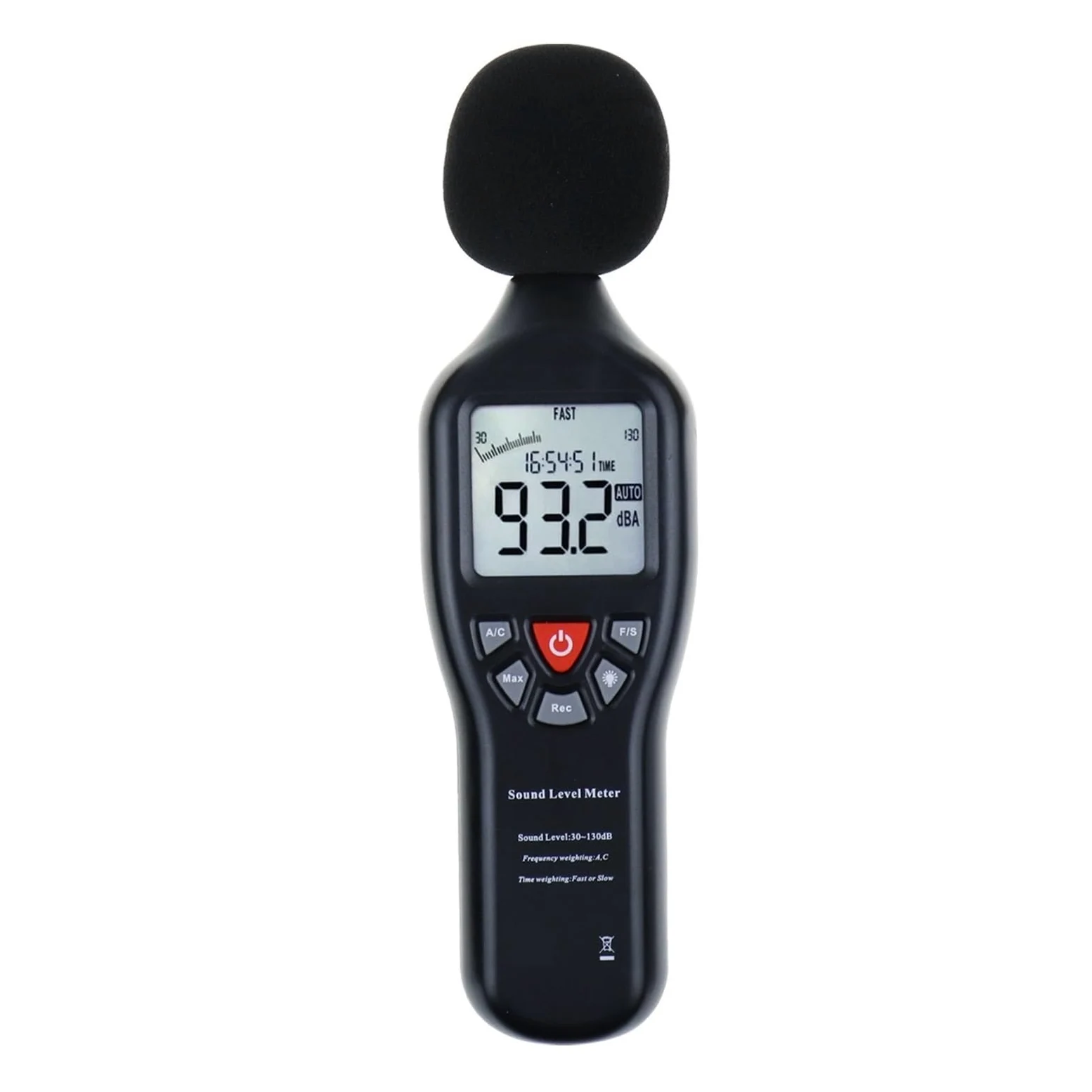 Miernik Decybeli Cyfrowy Miernik Poziomu Dźwięku Decybel 30dB - 130dB Funkcja Rejestrowania Danych Tester Hałasu Rejestrator