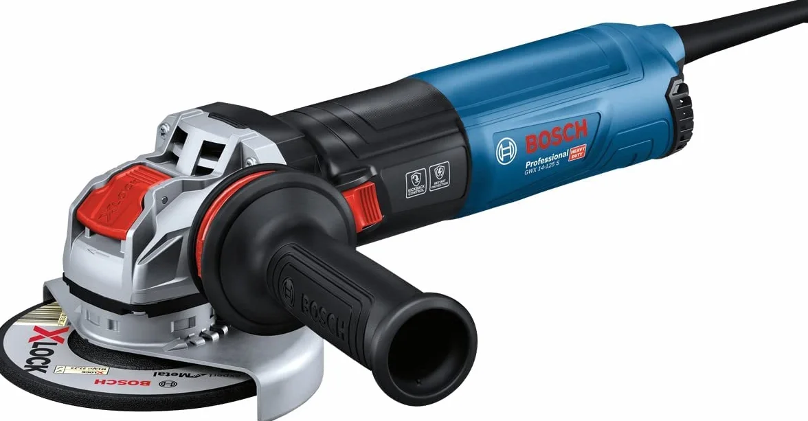 Bosch Professional: szlifierka kątowa GWX 14-125 S (1 400 W, prędkość obrotowa bez obciążenia 2.800 – 11.500 min-1, średnica tarcz 125 mm, rękojeść dodatkowa, osłona)