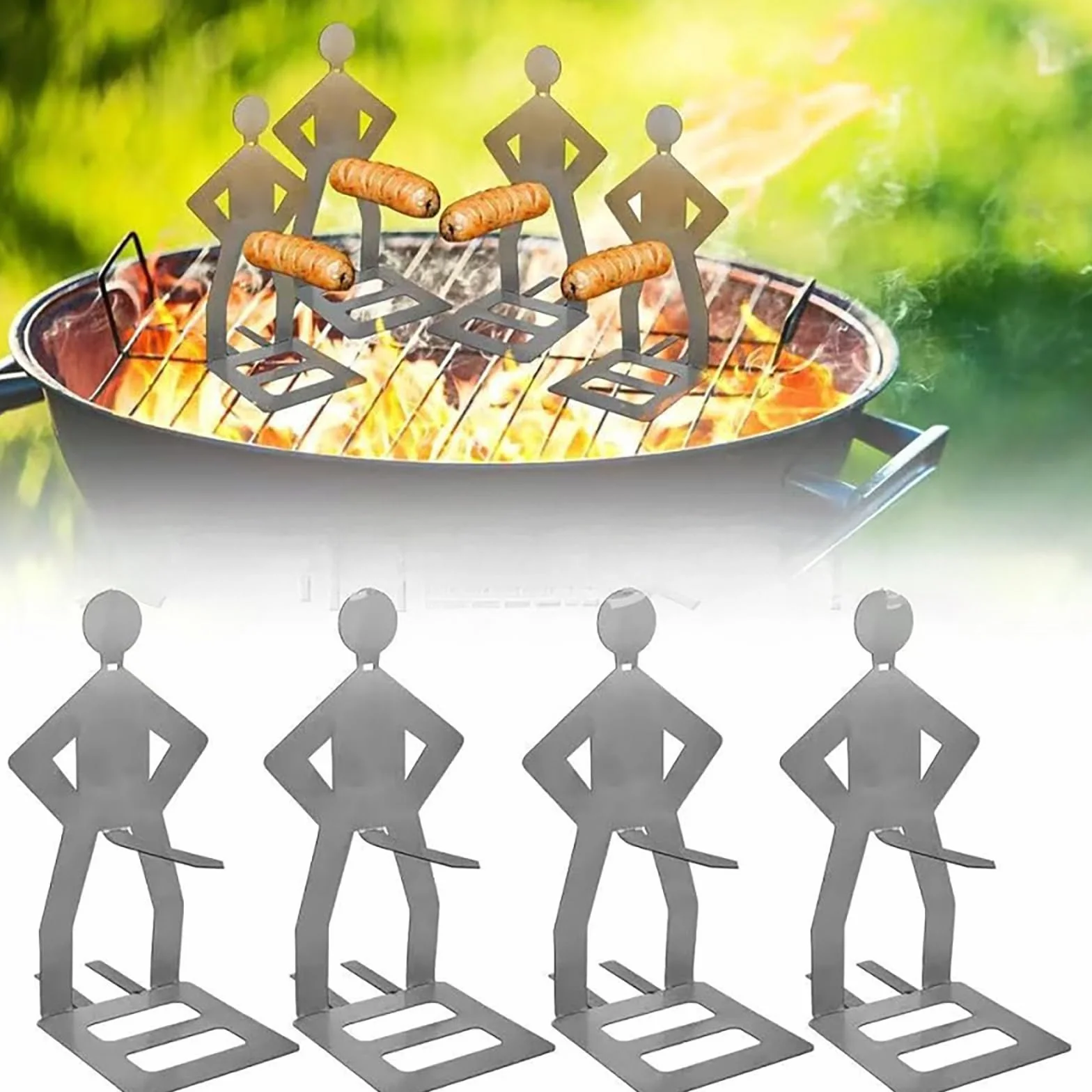 Stojak na hot dogi ze stali nierdzewnej, 3 szt. akcesoria do grilla