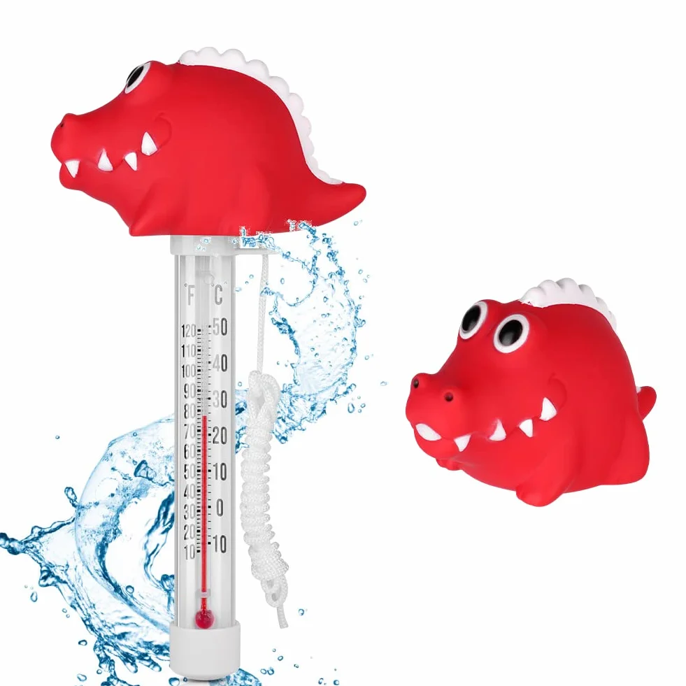 Pływający termometr basenowy ze sznurkiem dinozaur