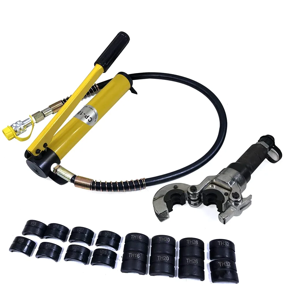 Hydrauliczne szczypce dociskowe, szczypce 6T do rur miedzianych V12-28mm, TH 16-32mm, obrotowe 360° do rur miedzianych lub rur ze stali nierdzewnej z 9 matrycami do rur aluminiowych, rur PEX, rur