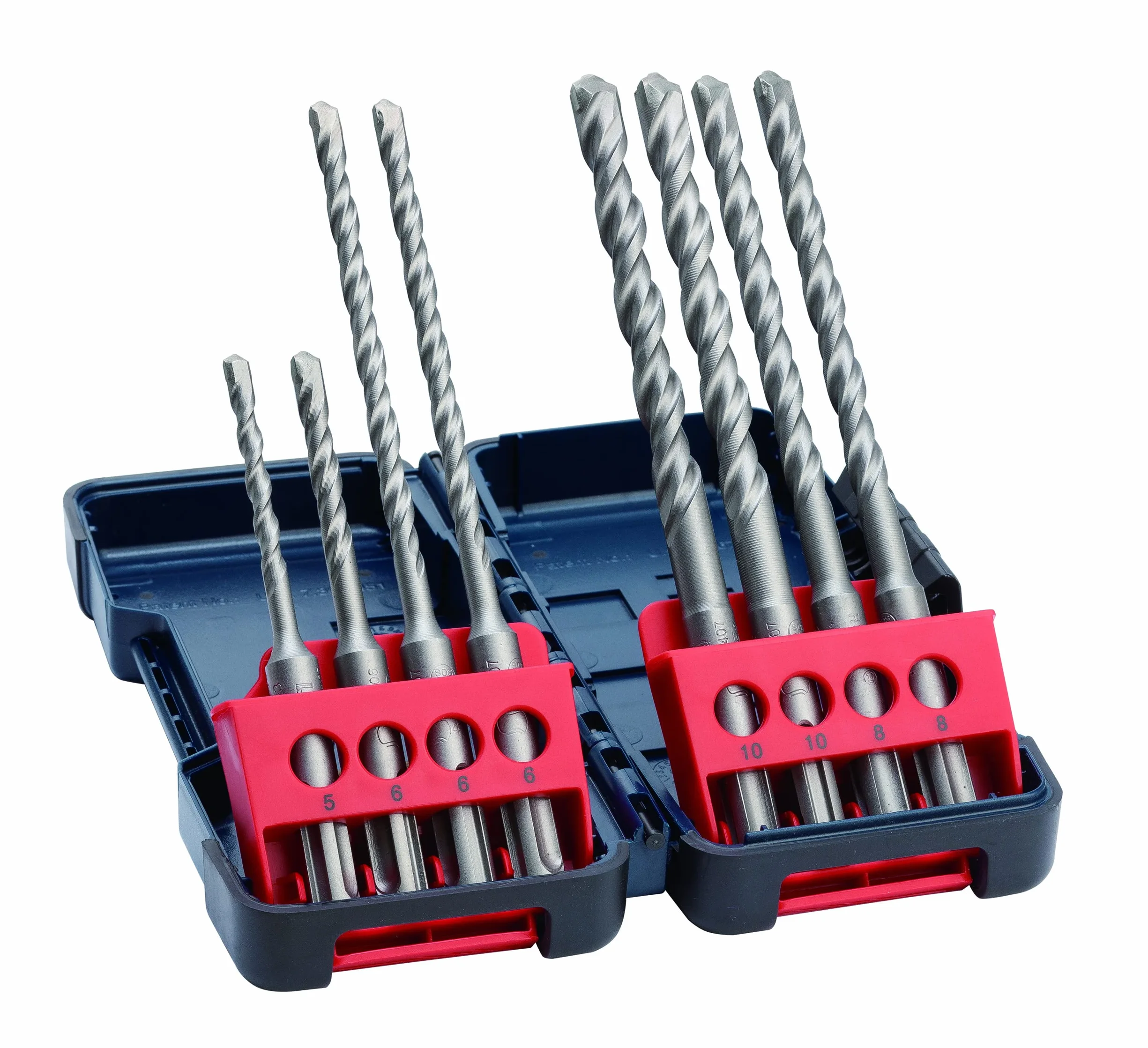 Bosch Accessories 8-częściowy zestaw wierteł do młotów SDS plus-3, kaseta Tough Box 5 x 110 (1x); 6 x 110 (1x); 6 x 160 (2x) mm; 8 x 160 (2x); 10 x 160 (2x)