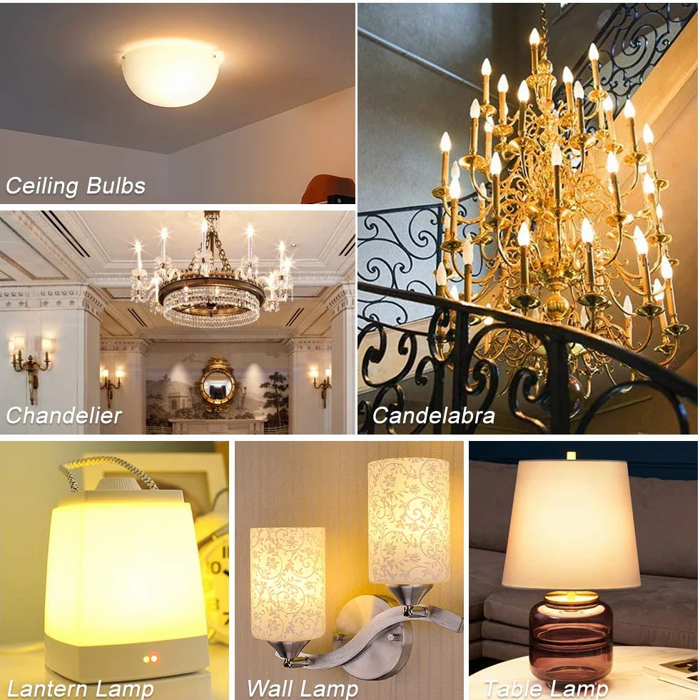 Vicloon Żarówka LED E14, 5,5 W, 550 lm, 3000 K, ciepła biel, żarówka LED C37 zastępuje żarówkę halogenową 50 W, AC 220-240 V, kąt świecenia 270°, bez możliwości ściemniania E14