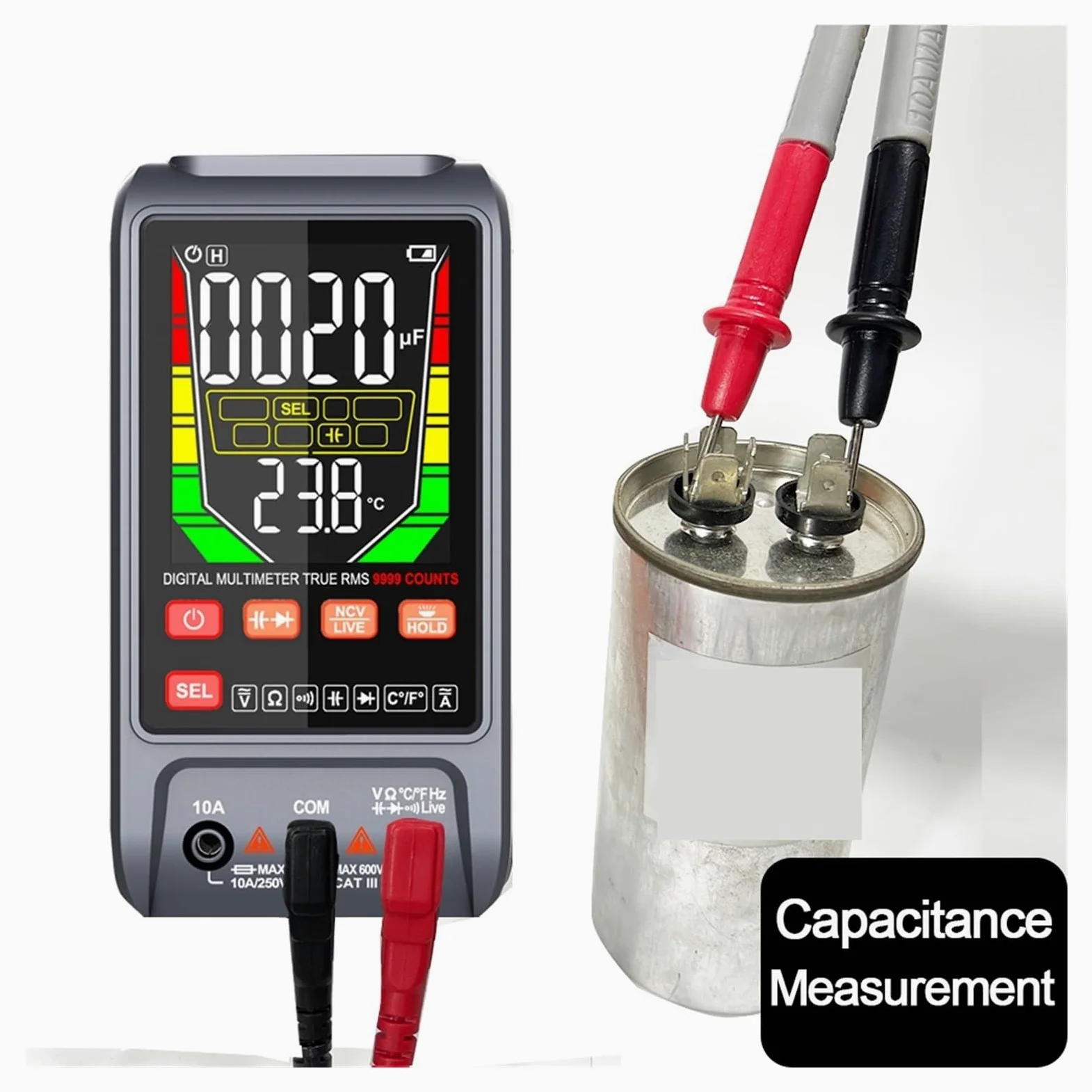 Multimetr Cyfrowy DC AC Tester Pojemności Ręczny Zakres Woltomierz True Próbnik Elektroniczny Narzędzie Dla Elektryków Szybko Dokładnie Łatwy Odczyt(116)