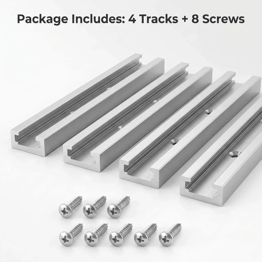 QWORK® 300mm t-track t-slot ukośnica aluminiowa z podwójnym profilem cięcia do stołu frezarki stołowej narzędzie do obróbki drewna 19x10mm 4 paczka