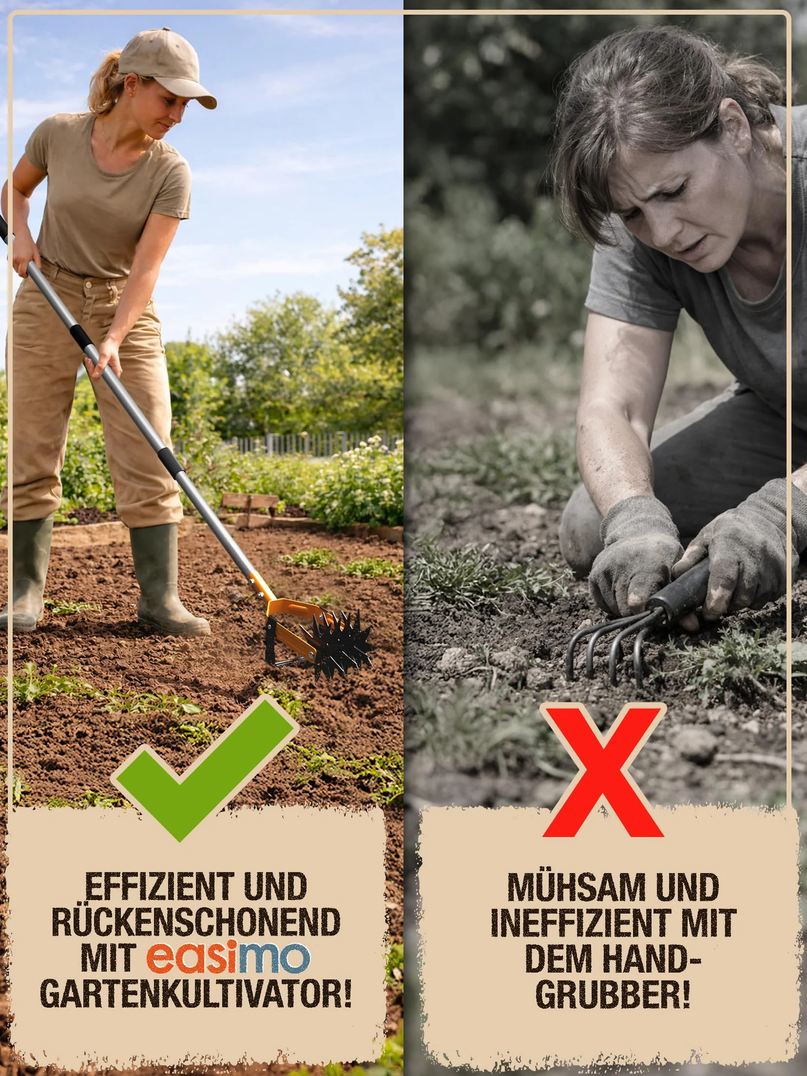 Kultywator obrotowy do ogrodu, ręczny kultywator z kołami gwiazdowymi i nożem do chwastów, regulowana frezarka ogrodowa ze stali nierdzewnej do spulchniania gleby