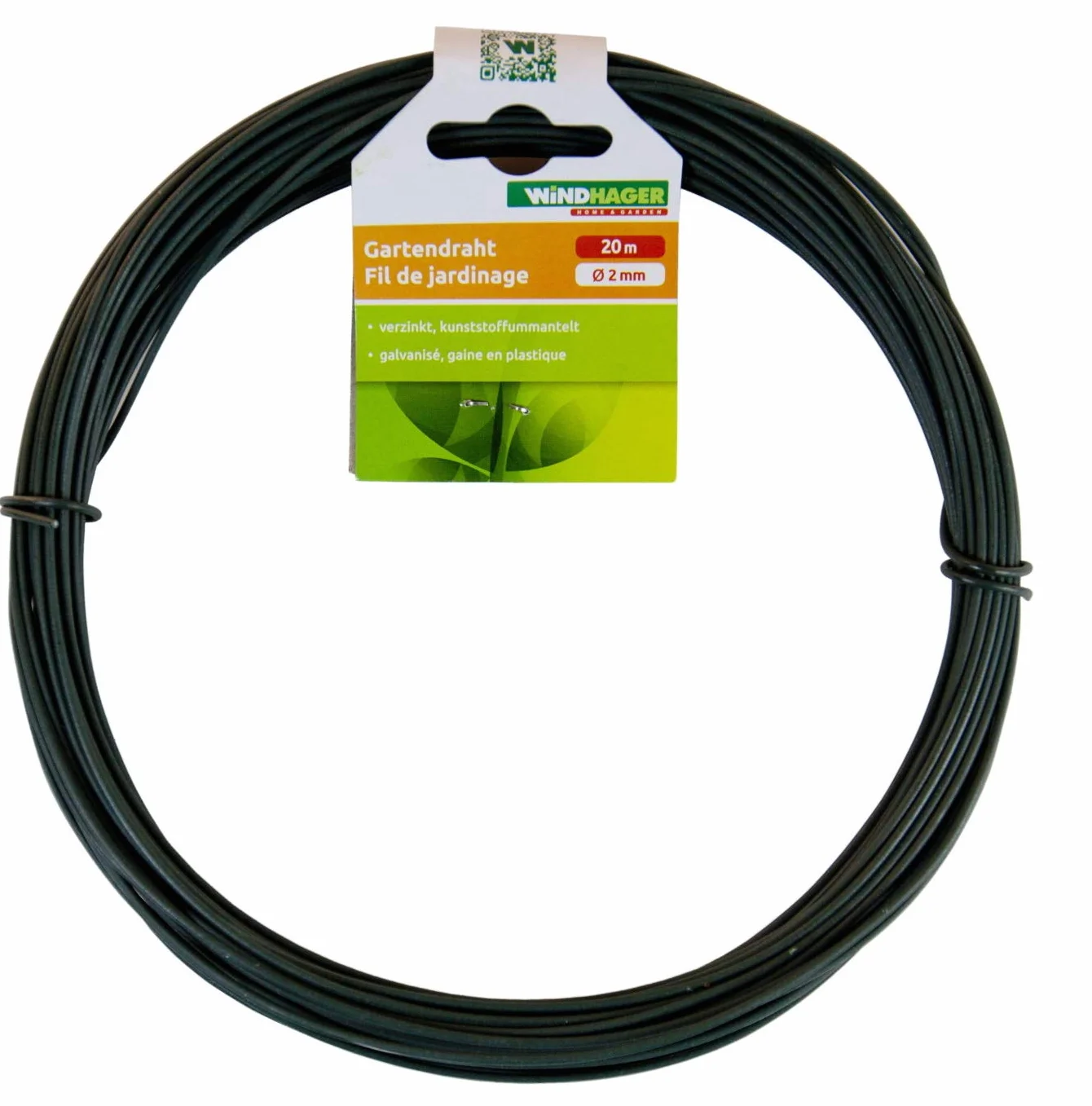 Windhager drut ogrodowy ocynkowany izolowany zielony 20 m x 2 mm