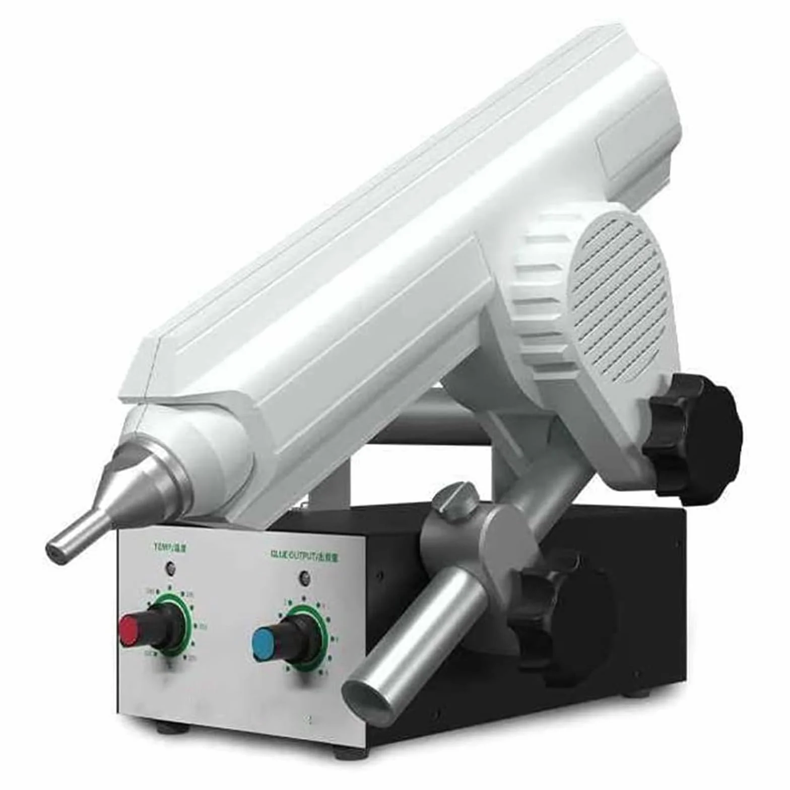 Profesjonalny pistolet do klejenia na gorąco, sterowany nożnie z automatycznym podawaniem, regulowana prędkość i temperatura (200-250°C) | precyzyjna dysza do uszczelniania i pakowania kartonów