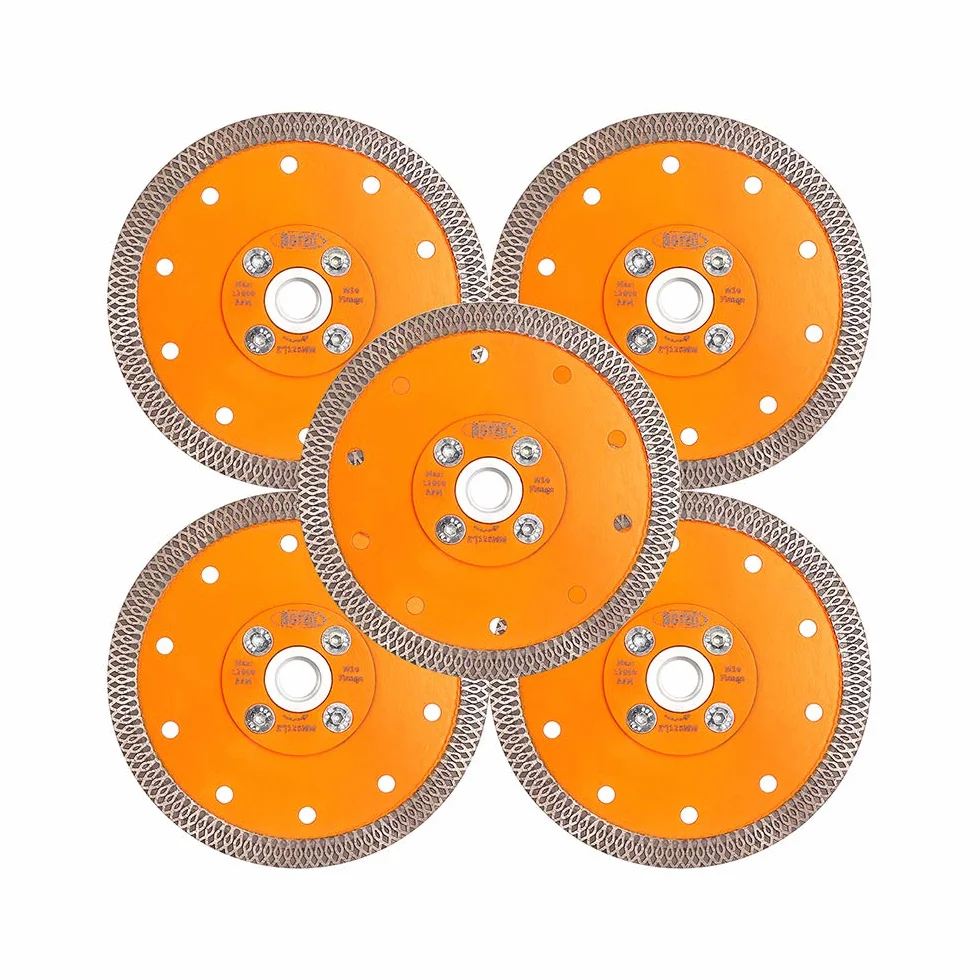 BGTEC Diamentowe brzeszczoty do porcelany, 5 szt. 125 mm x siatka turbo do płytek z trzpieniem M14 do tarcz do płytek porcelanowych, granitowych marmurów