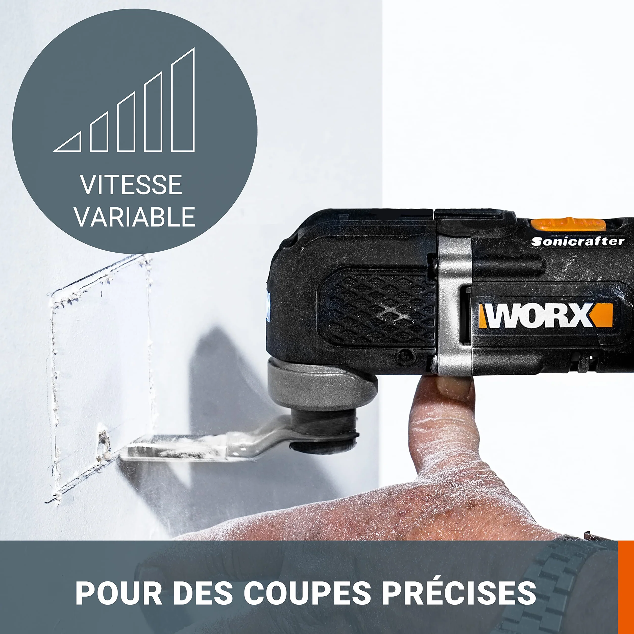 WORX WX696.9 Akumulatorowe Narzędzie Wielofunkcyjne, Elektryczne Narzędzie 20 V do Cięcia, Piłowania, Szlifowania i Innych, bez Akumulatora i Ładowarki