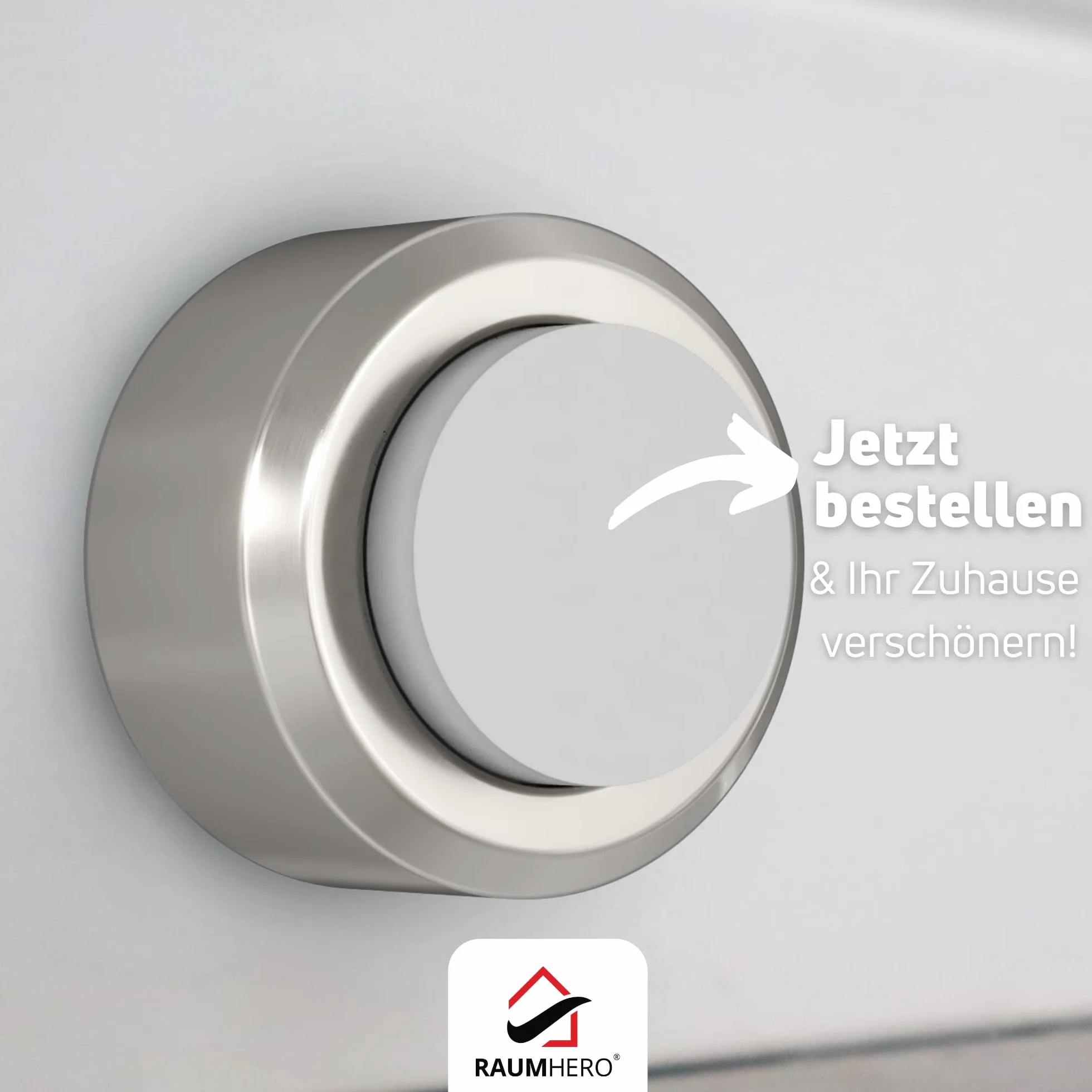 Raumhero Odbojnik ścienny ze stali nierdzewnej (1x) Odbojnik ścienny do przykręcenia - 100% Made in Germany - Odbojnik ścienno-drzwiowy, montaż na ścianie - Elegancki design do domu (do wiercenia