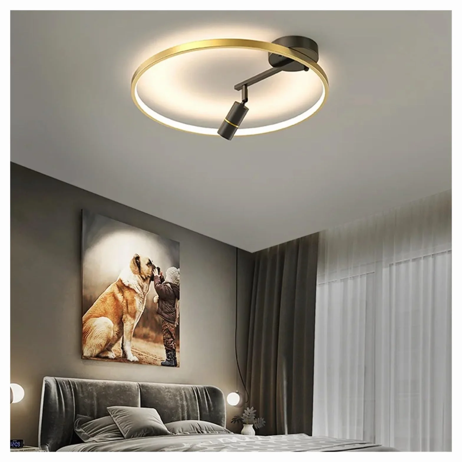 Nowoczesna lampa sufitowa LED do sypialni, jadalni, salonu, lampa wisząca do korytarza, restauracji, oświetlenie do gabinetu, domu dekoracyjnego, 50 cm, złota