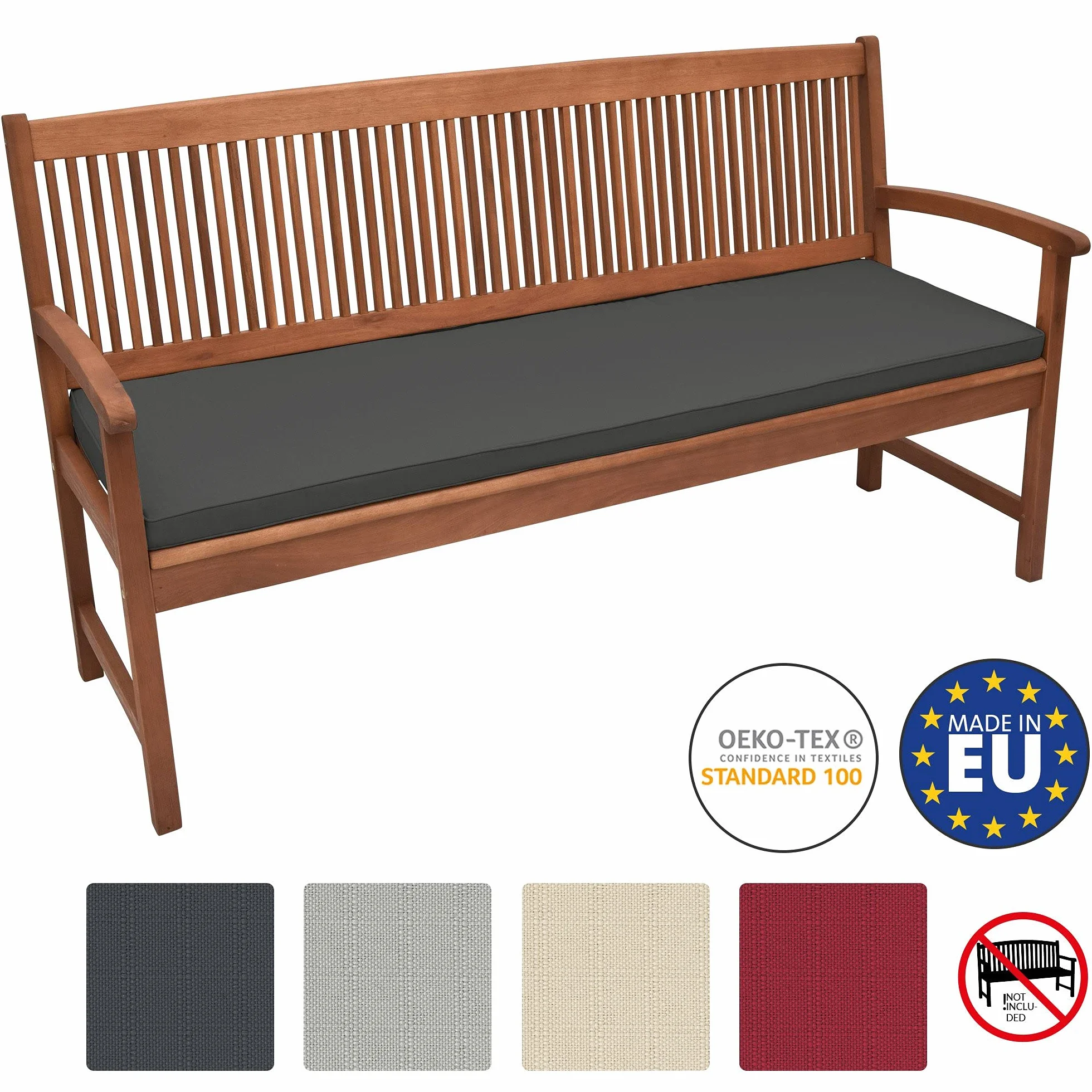 Beautissu poduszka na ławkę ogrodową Base BK 120x48x5 cm szara ciemnoszara