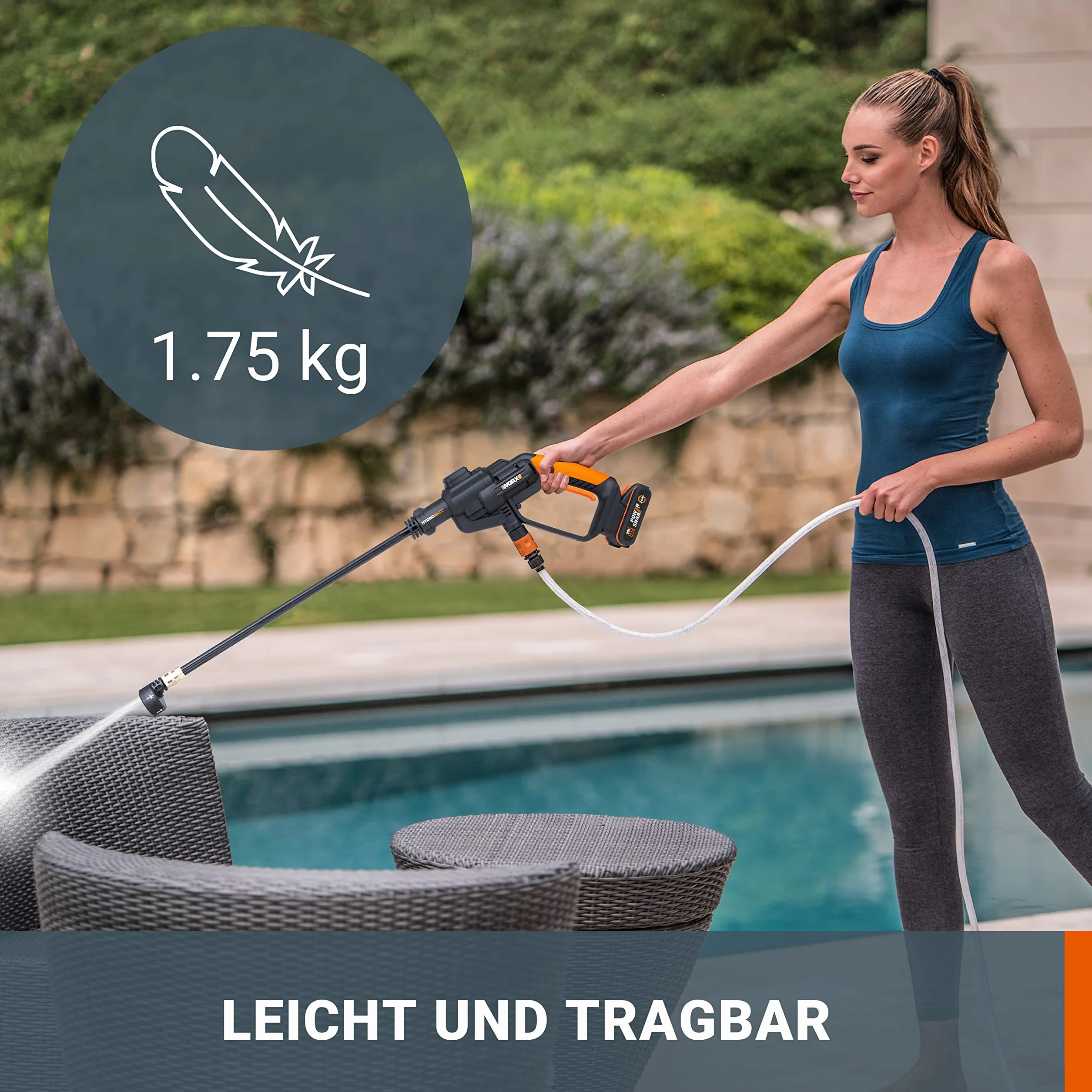WORX WG620E.9 Hydroshot Akumulatorowa Myjka Wysokociśnieniowa 20 V, Bez Akumulatora i Ładowarki