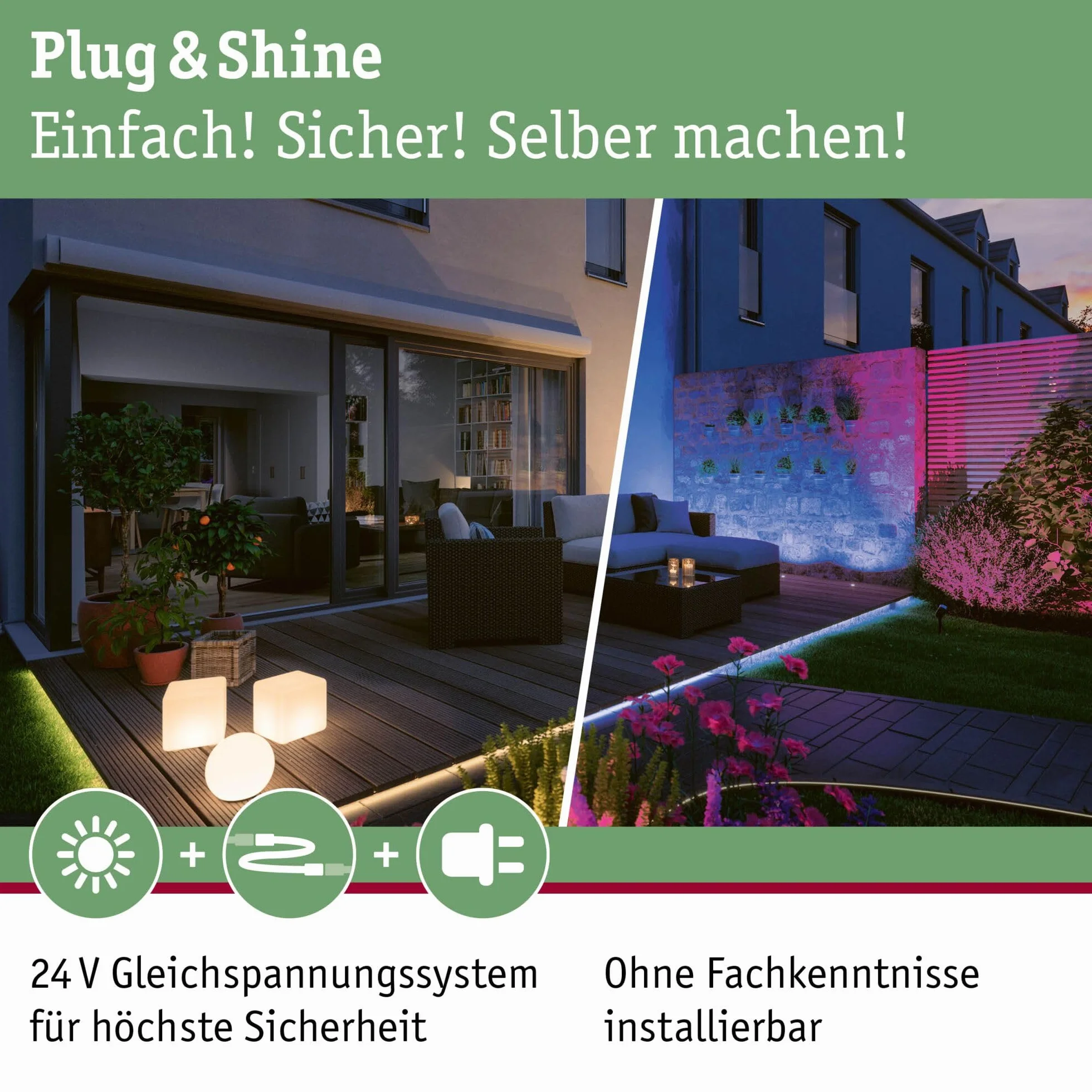 Paulmann 94574 Plug & Shine LED światło zewnętrzne Reflektor ogrodowy Reflektor IP65 Ciepła biel z 1x6,8 W Czarny aluminiowy spot 3000 K