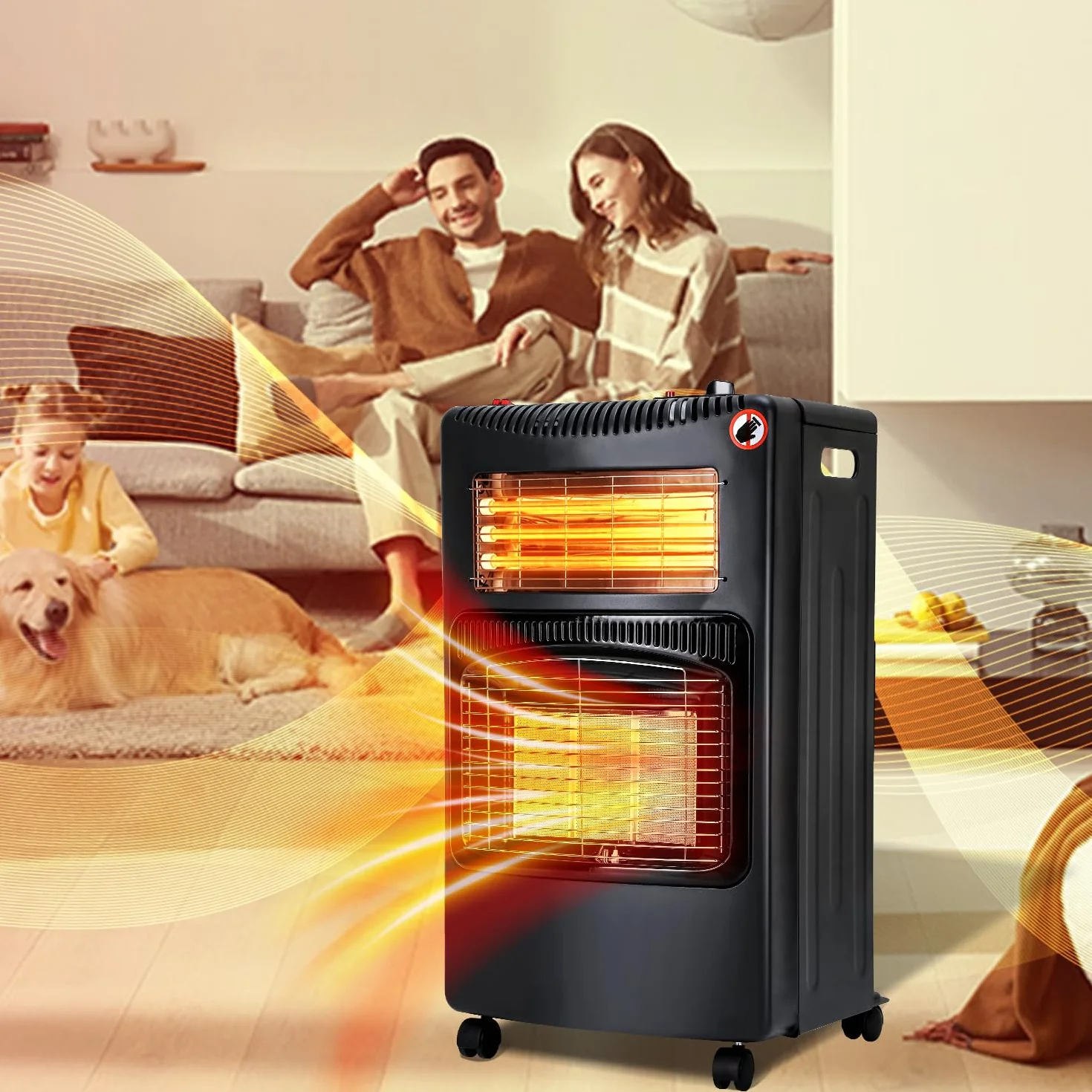Grzejnik gazowy 4,2 kW + 1,26 kW, 3 poziomy grzania, do butli 15 kg