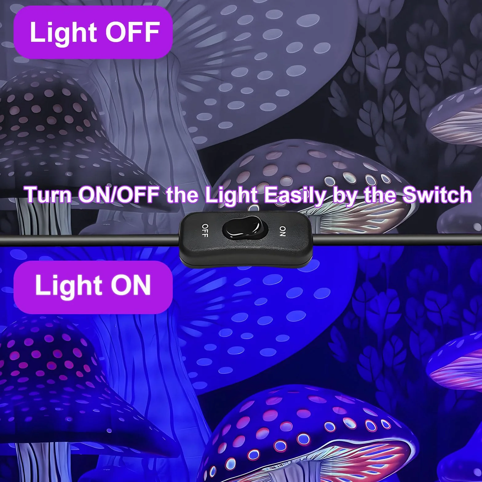 2 sztuki 200 W czarne światło LED, IP66 wodoodporna lampa UV UV, czarne światło ultrafioletowe z przełącznikiem na Halloween, malowanie ciała, neon, DJ, czarne światło, klub nocny