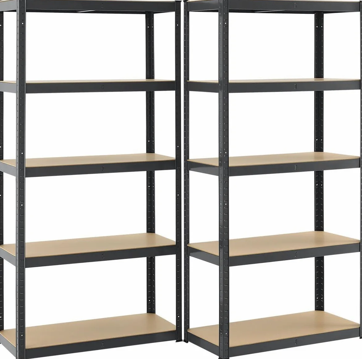 Juskys Zestaw 2 regałów Basic 2 x 180 x 90 x 40 cm (wys. x szer. x gł.), 1750 kg, 10 półek, konstrukcja wtykowa do warsztatu, garażu, piwnicy – metal ocynkowany, szary
