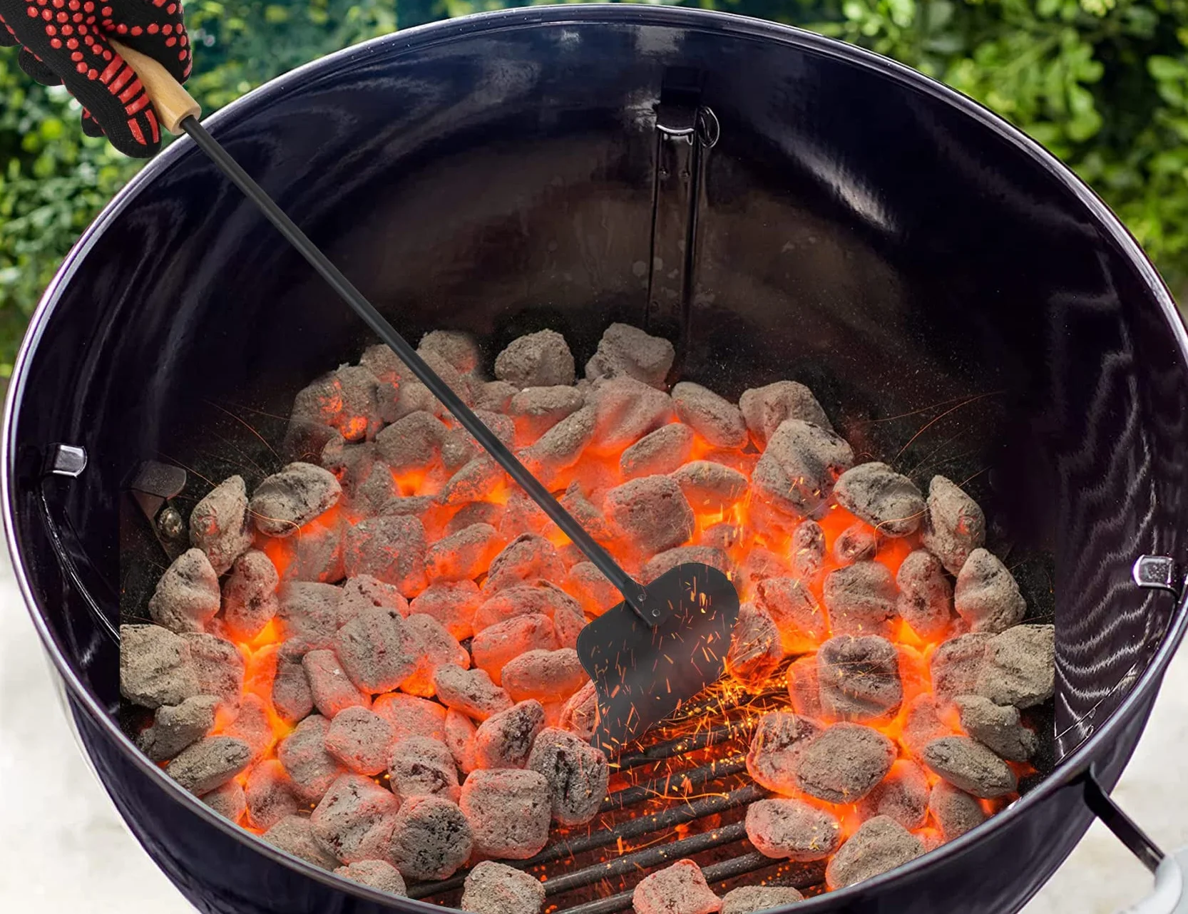 onlyfire Metalowa skrobaczka do popiołu z długim uchwytem 53 cm akcesoria do grilla na węgiel drzewny