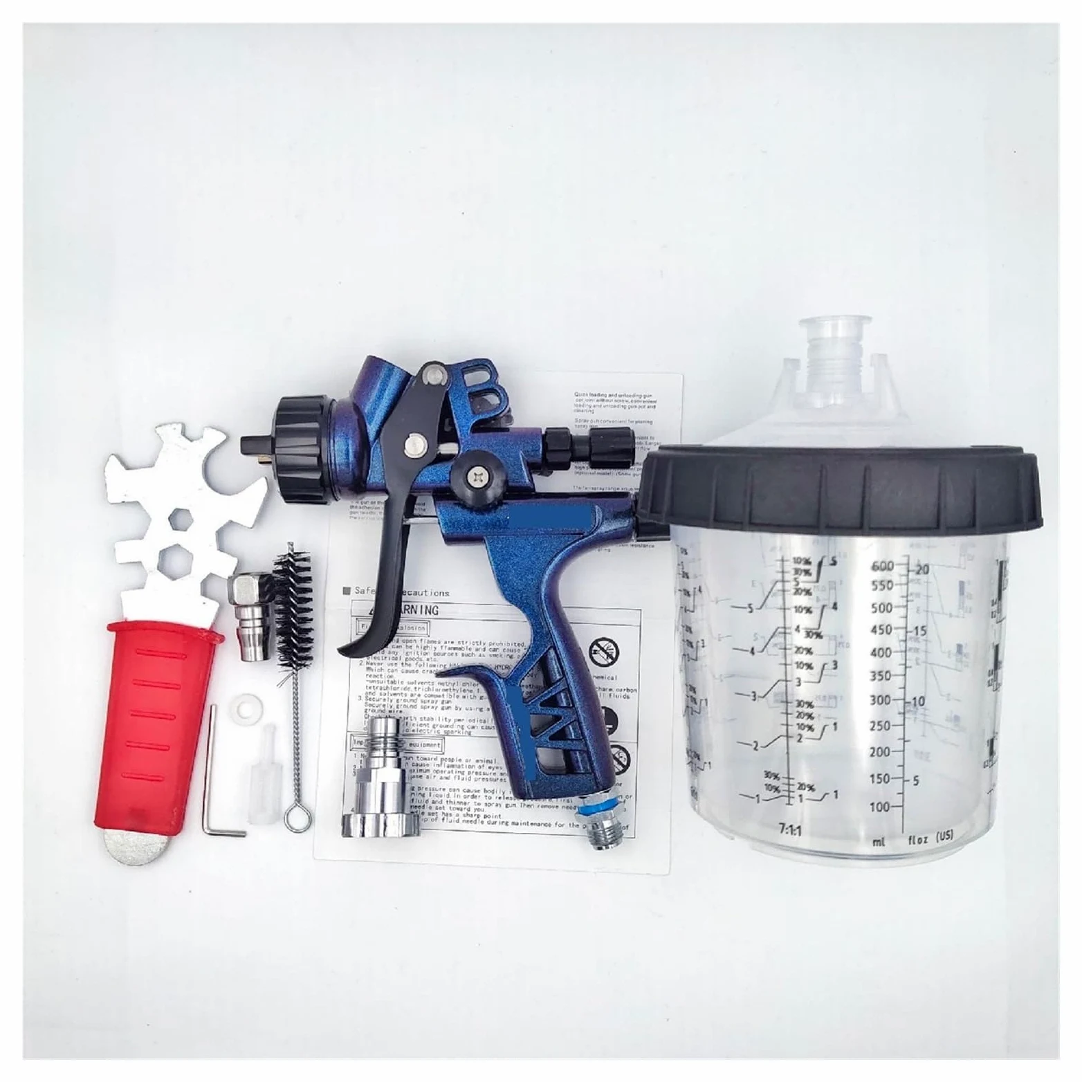 Pneumatyczny pistolet natryskowy Pistolety lakiernicze z dyszą 1,3 mm Motoryzacyjne narzędzie natryskowe Pistolet natryskowy na bazie wody(1.3kit blue B)