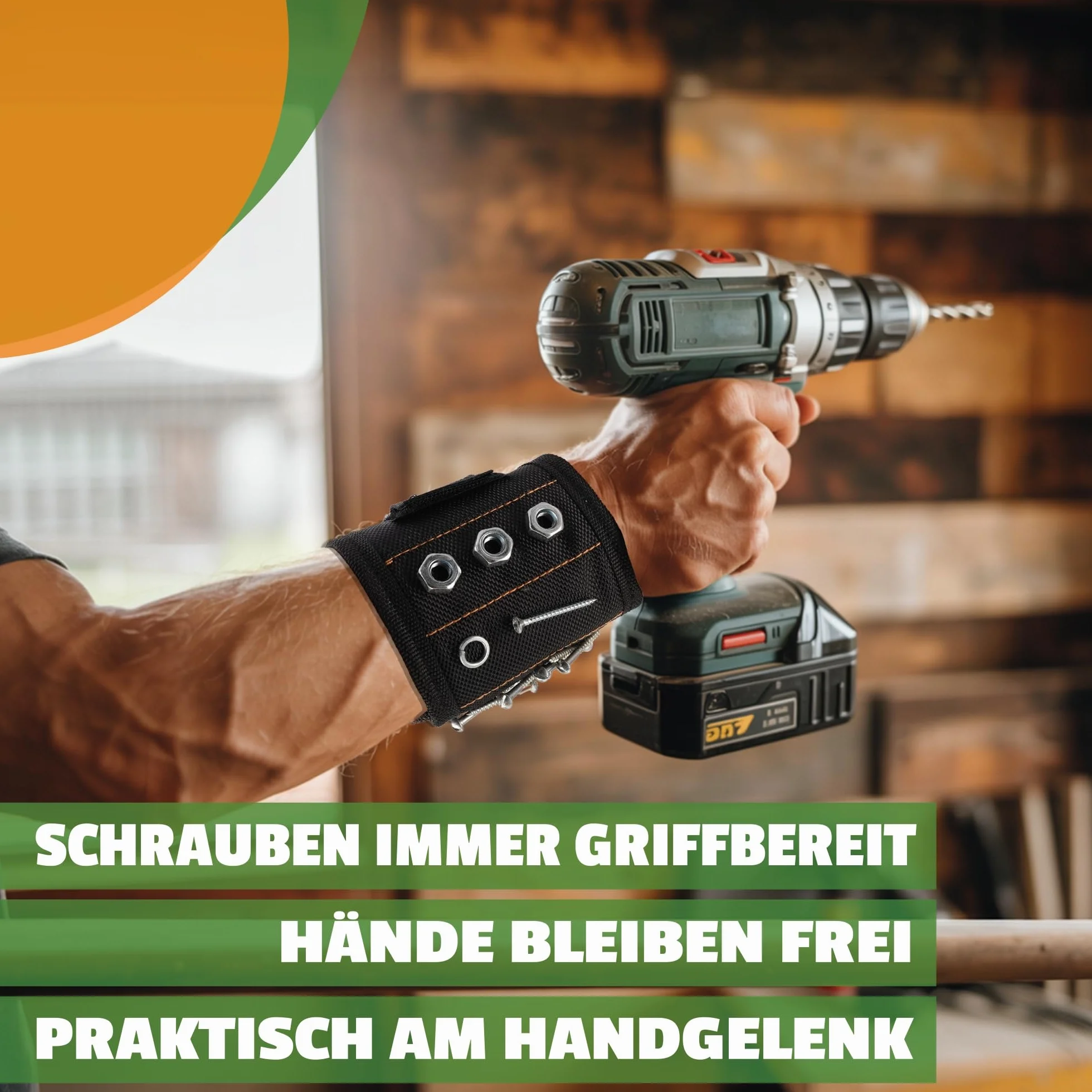 Bransoletka magnetyczna dla mężczyzn; prezent na Dzień Ojca dla taty; bransoletka magnetyczna dla rzemieślników z magnesami na narzędzia; praktyczny prezent dla mężczyzn, rzemieślników