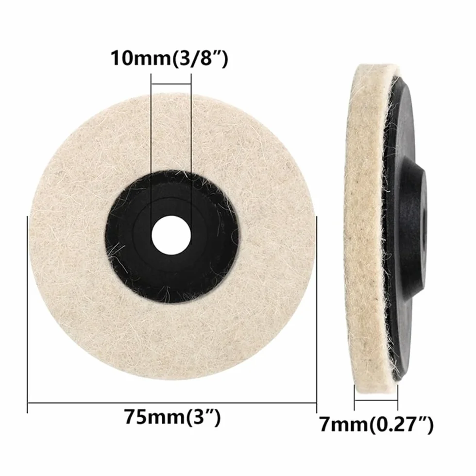 Tarcza polerska do polerowania bawełny, zestaw 2 tarcz wełnianych, biała 50 mm/75 mm do szlifierki kątowej(50 * 10 * 7mm)