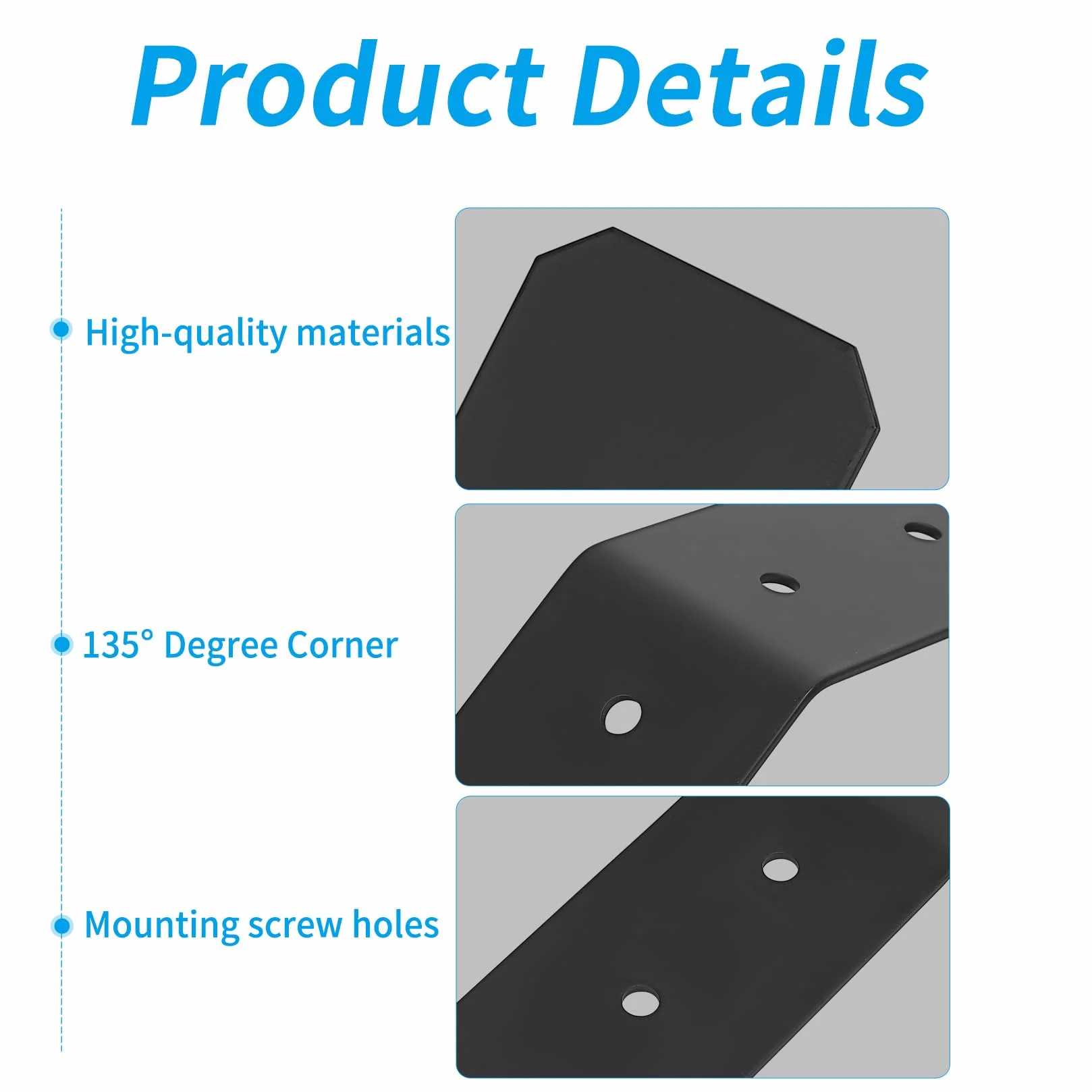2 szt. wsporników kątowych 135 stopni, wsporniki kątowe do drewna, wytrzymałe metalowe wsporniki narożne, wewnętrzne złącza kątowe 45 stopni, złącze naprawcze do belki słupkowej, 5,5 x 5,5 x 3 x 0,12