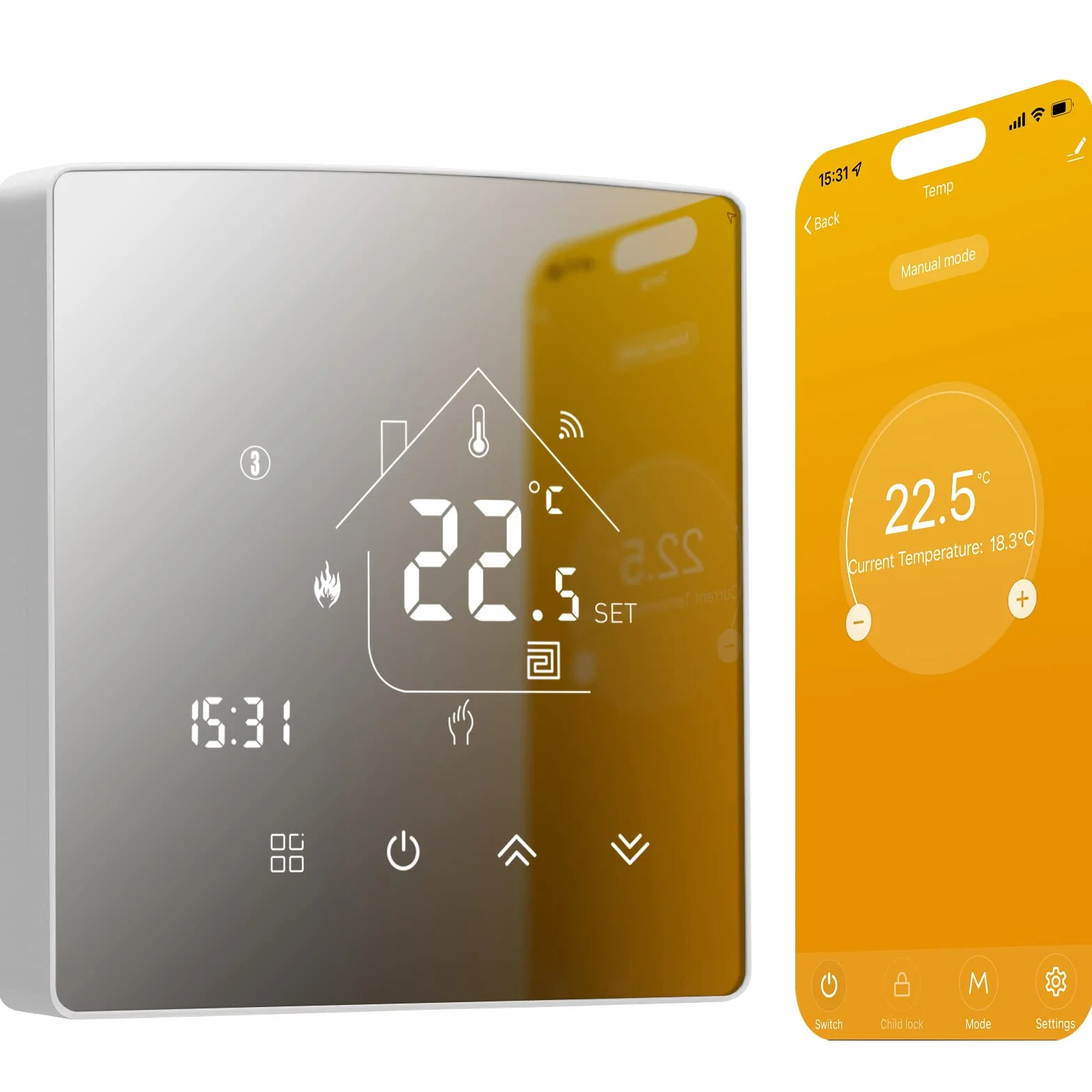 Beok Tuya Termostato Intelligente Termostato Riscaldamento Termostato Ambiente Termostato Wifi Termostato Intelligente da Parete per Riscaldamento a Pavimento Elettrico Compatibile Alexa, Google 16A TGR85WIFI
