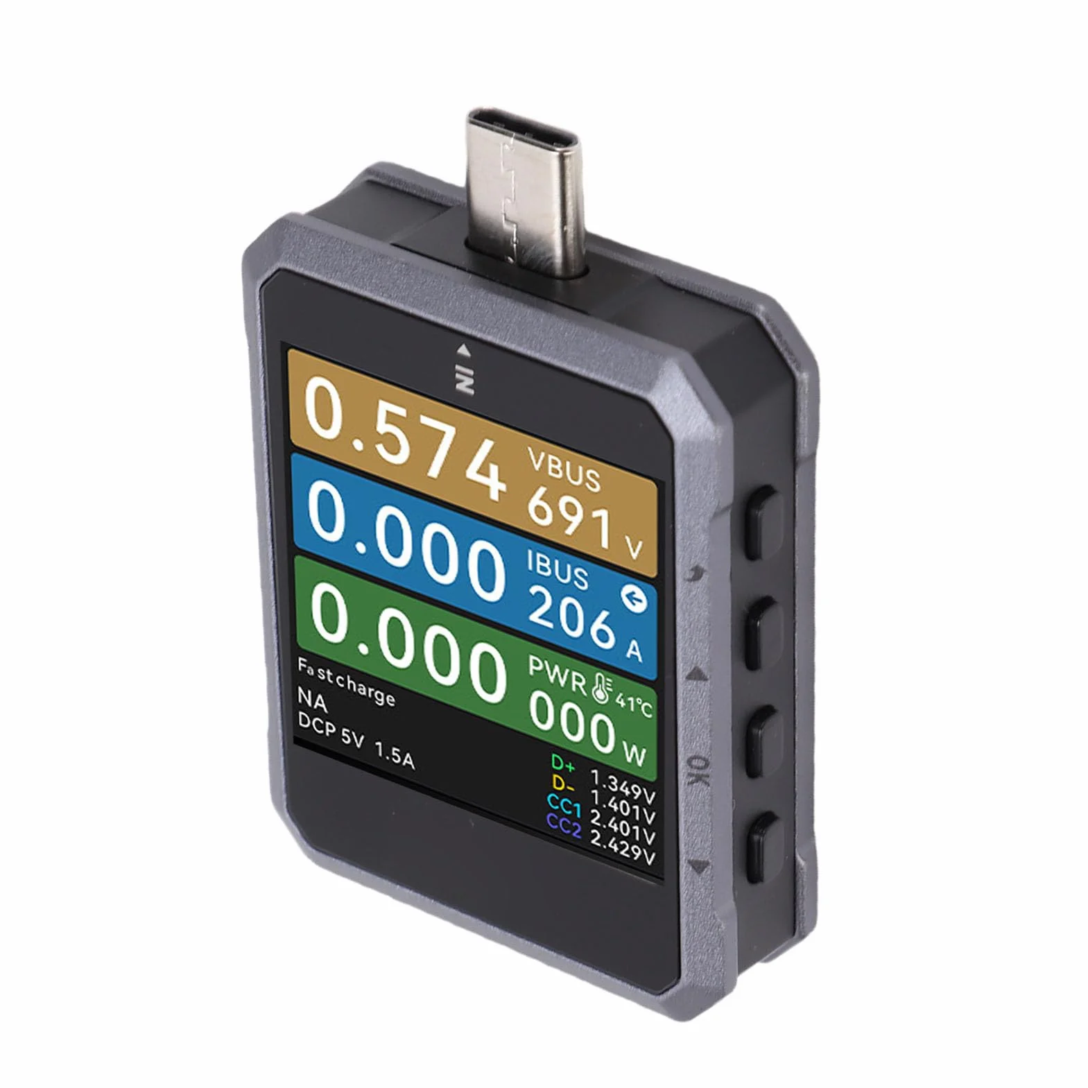 FTVOGUE Tester USB C, ABS Miernik Mocy USB C z detekcją PD3.1, 4 do 50 V 0 do 6,5 A 240 W Śledzenie Pojemności i Energii, dla Inżynierów Hobbystów Naprawa Telefonów Laboratoryjnych Testowanie