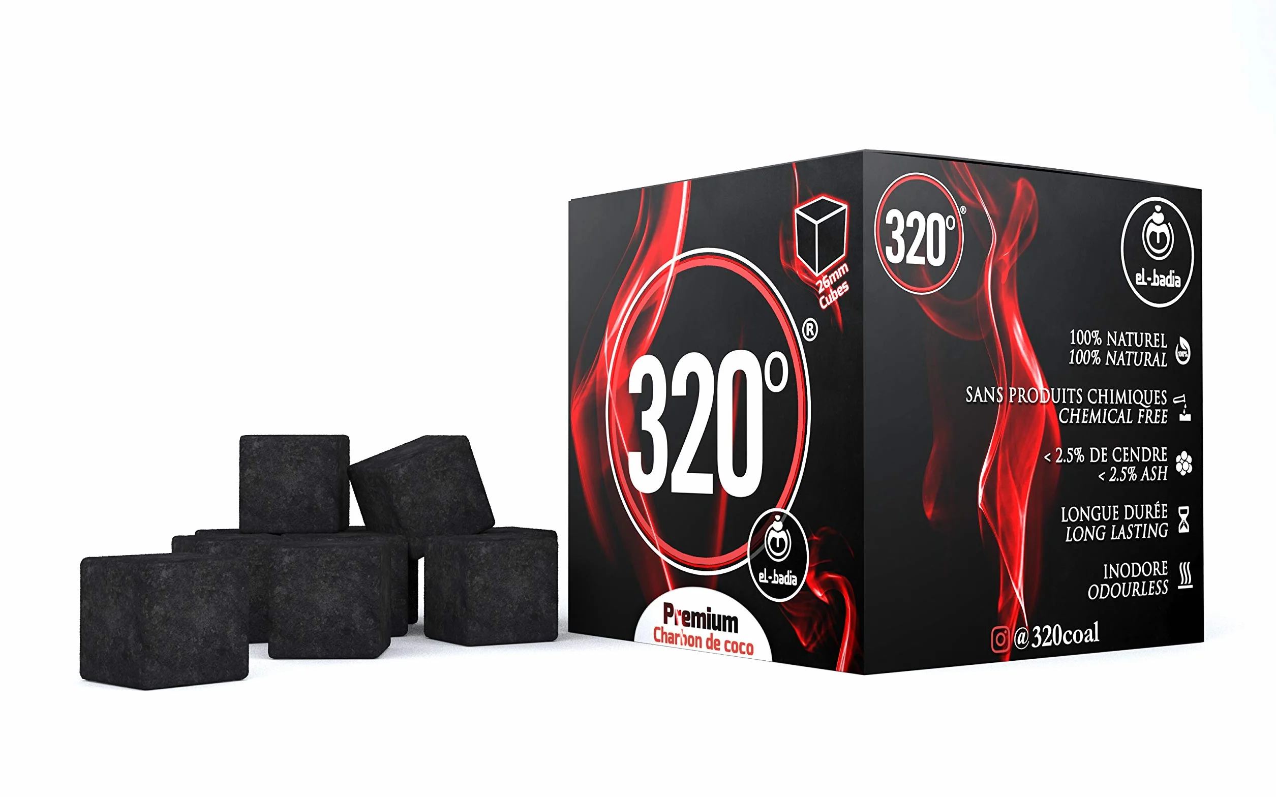 Premium Shisha węgiel kokosowy kostka 26 mm 1 kg 64 sztuki