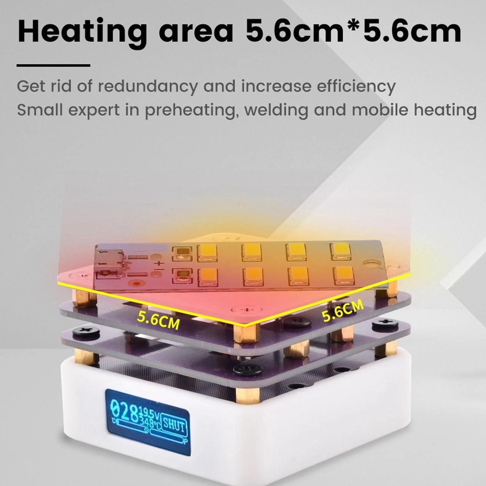 Fockety Płyta lutownicza, 20 V, 5,6 cm x 5,6 cm, elektryczna płyta grzewcza z wyświetlaczem LED, lutownica lutownicza do naprawy elektronicznej